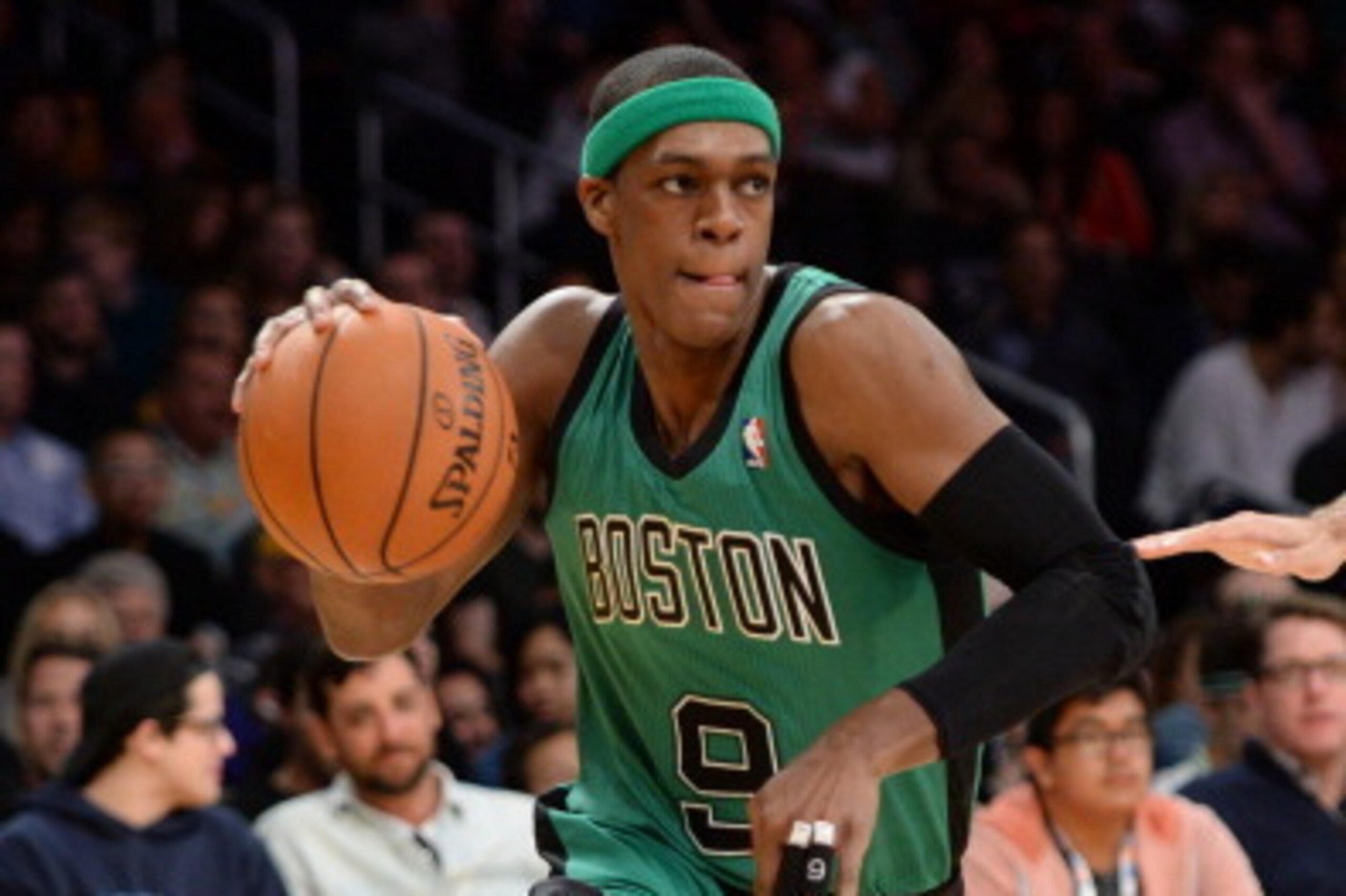 LOS ANGELES, CA - FEBRUARY 21: Rajon Rondo #9 of the Boston Celtics drives to the basket against the Los Angeles Lakers at STAPLES Center on February 21, 2014 in Los Angeles, California. NOTE TO USER: User expressly acknowledges and agrees that, by downlo