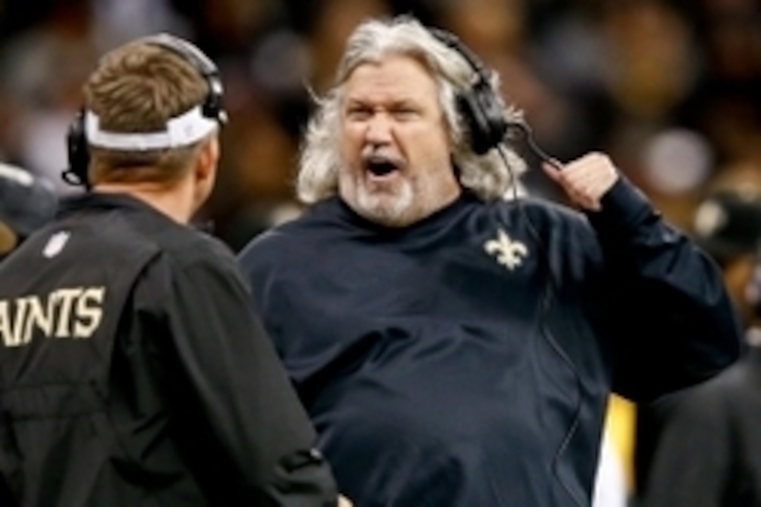 Dec 8, 2013; New Orleans, LA, USA; New Orleans Saints head coach Sean Payton and defensive coordinator Rob Ryan during the fourth quarter of a game against the Carolina Panthers at Mercedes-Benz Superdome. The Saints defeated the Panthers 31-13. Mandatory
