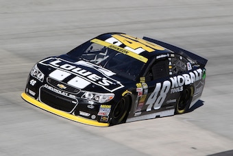 Sep 26, 2014; Dover, DE, USA; NASCAR Sprint Cup driver Jimmie Johnson (48) during practice for the AAA 400 at Dover International Speedway. Mandatory Credit: Matthew O'Haren-USA TODAY Sports