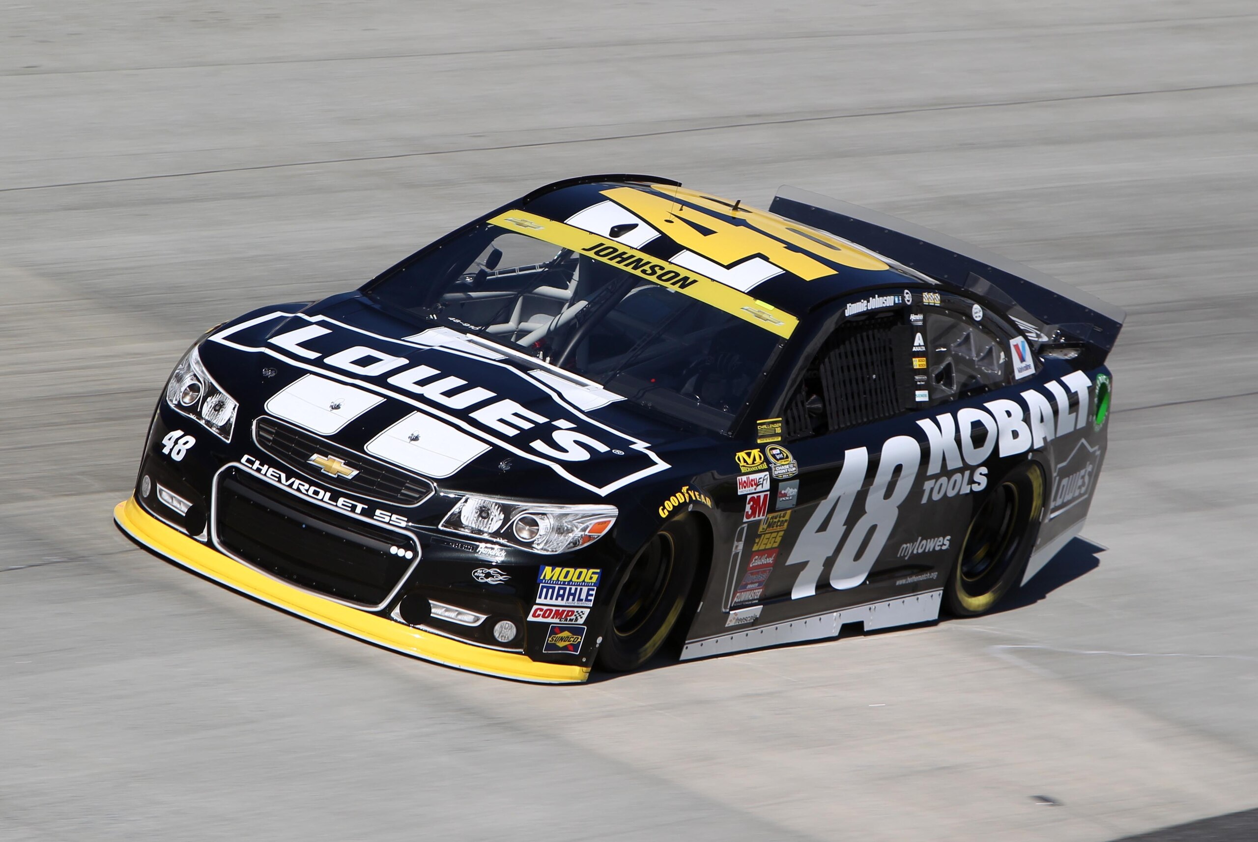 Sep 26, 2014; Dover, DE, USA; NASCAR Sprint Cup driver Jimmie Johnson (48) during practice for the AAA 400 at Dover International Speedway. Mandatory Credit: Matthew O'Haren-USA TODAY Sports