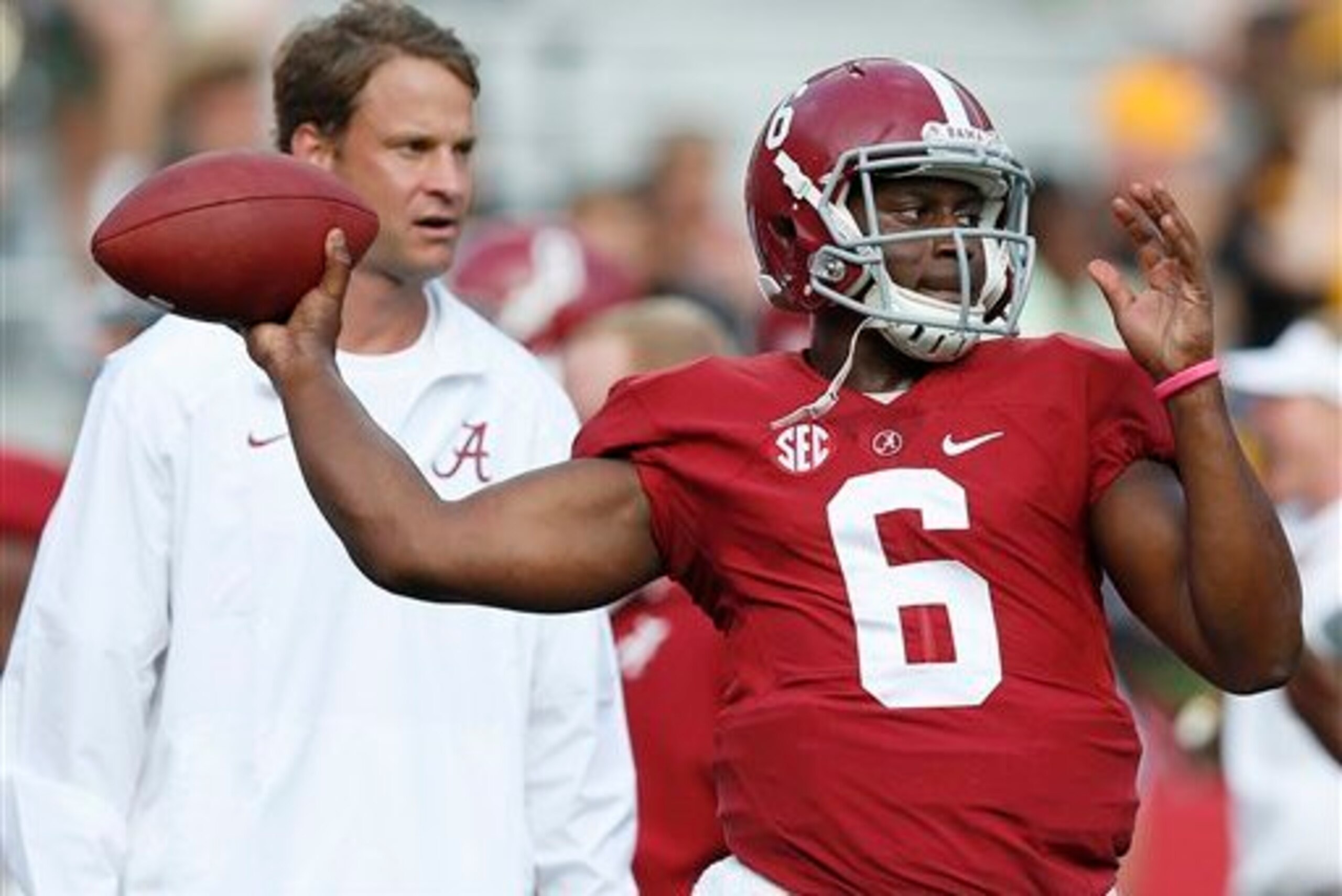 Alabama QB Blake Sims and OC Lane Kiffin