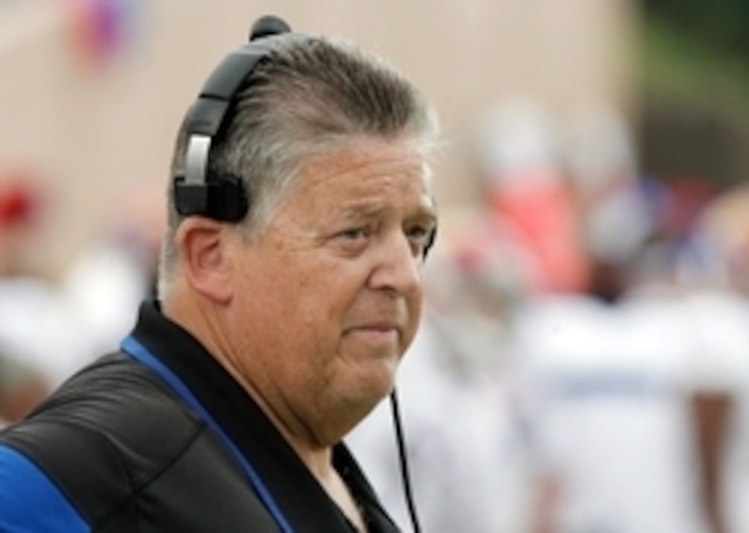 Sep 13, 2014; Durham, NC, USA; Kansas Jayhawks head coach Charlie Weis on the sidelines against the Duke Blue Devils at Wallace Wade Stadium. Mandatory Credit: Mark Dolejs-USA TODAY Sports