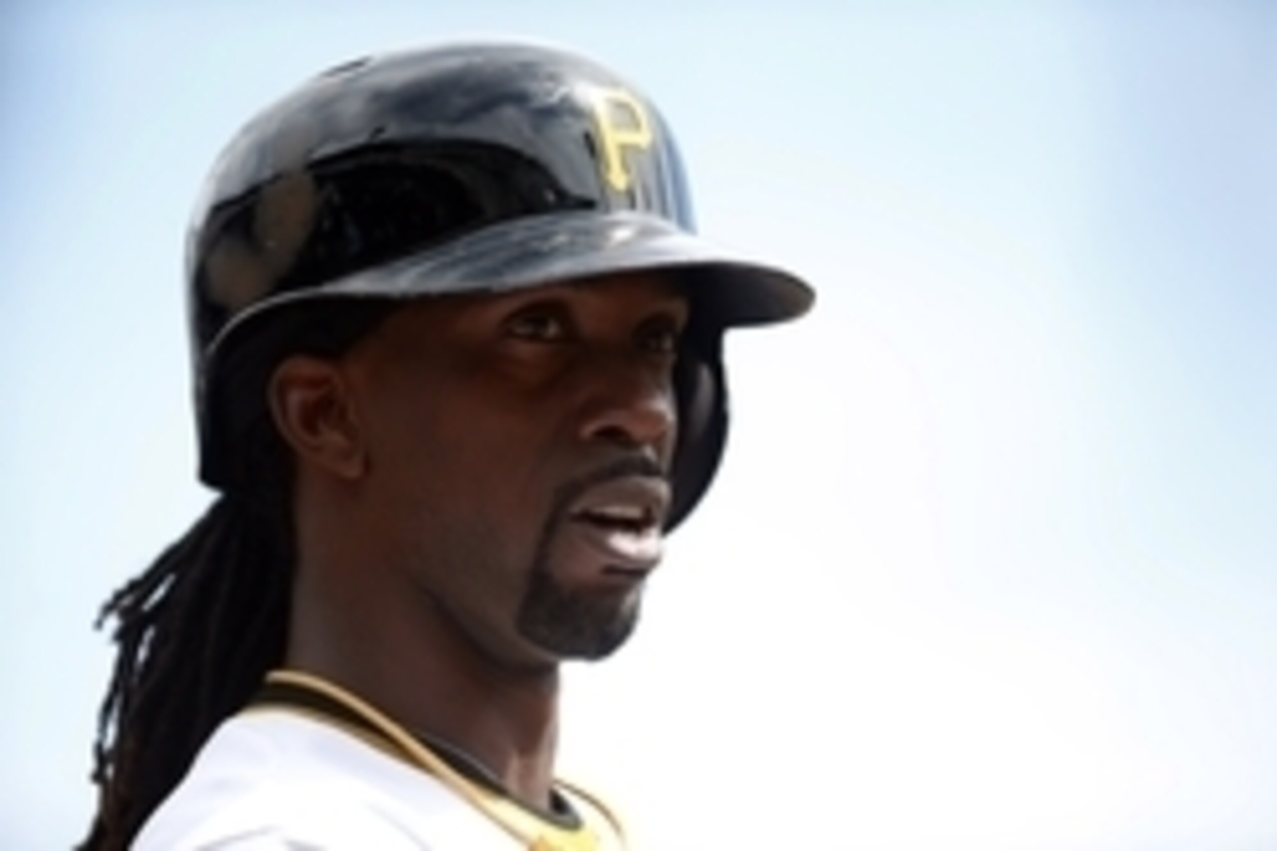Sep 14, 2014; Pittsburgh, PA, USA; Pittsburgh Pirates center fielder Andrew McCutchen (22) in the on-deck circle against the Chicago Cubs during the first inning at PNC Park. The Pirates won 7-3. Mandatory Credit: Charles LeClaire-USA TODAY Sports