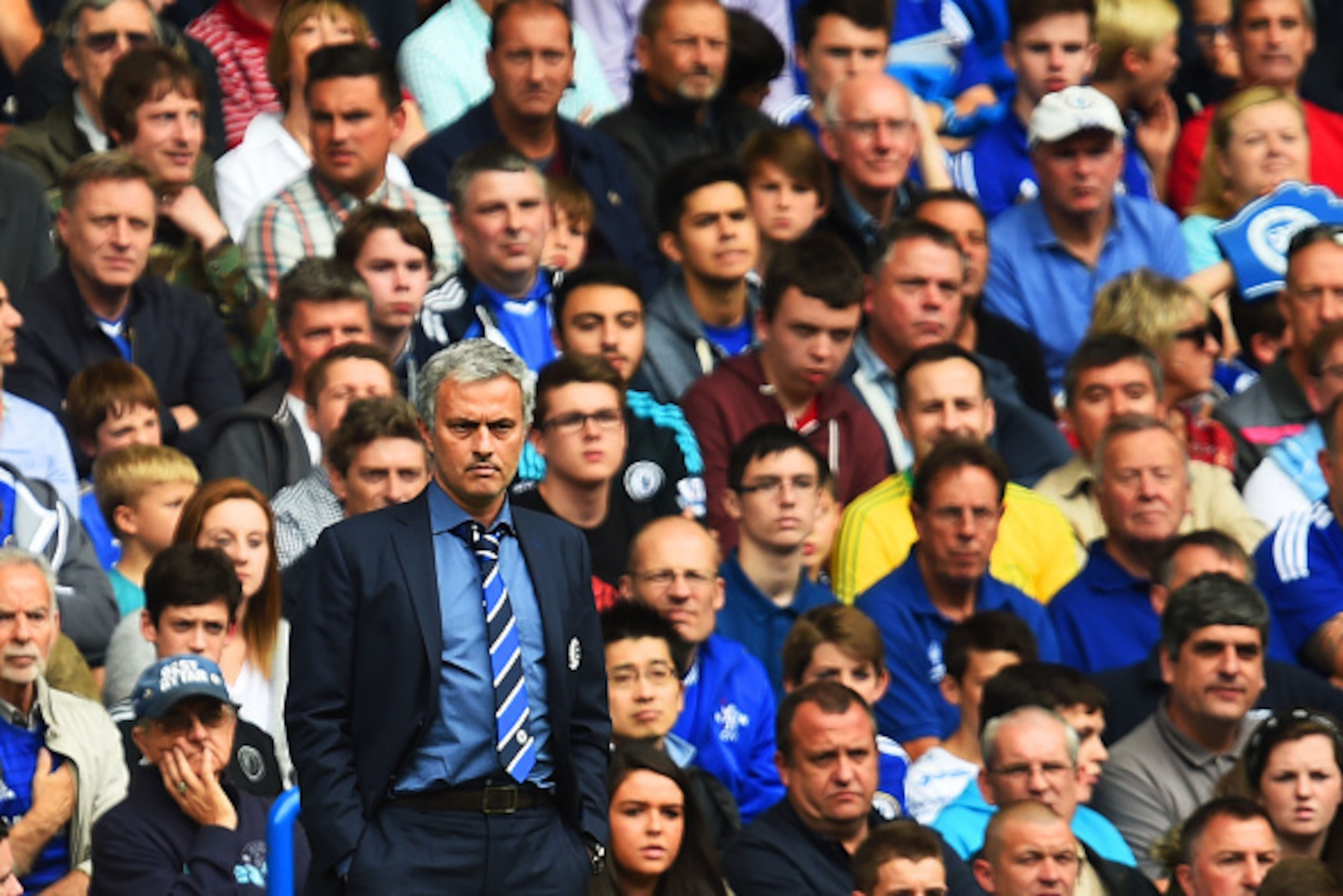 LONDON, ENGLAND - SEPTEMBER 27: Jose Mourinho manager of Chelsea looks on during the Barclays Premier League match between Chelsea and Aston Villa at Stamford Bridge on September 27, 2014 in London, England. (Photo by Jamie McDonald/Getty Images) LONDON, ENGLAND - SEPTEMBER 27: Jose Mourinho manager of Chelsea looks on during the Barclays Premier League match between Chelsea and Aston Villa at Stamford Bridge on September 27, 2014 in London, England. (Photo by Jamie McDonald/Getty Images)