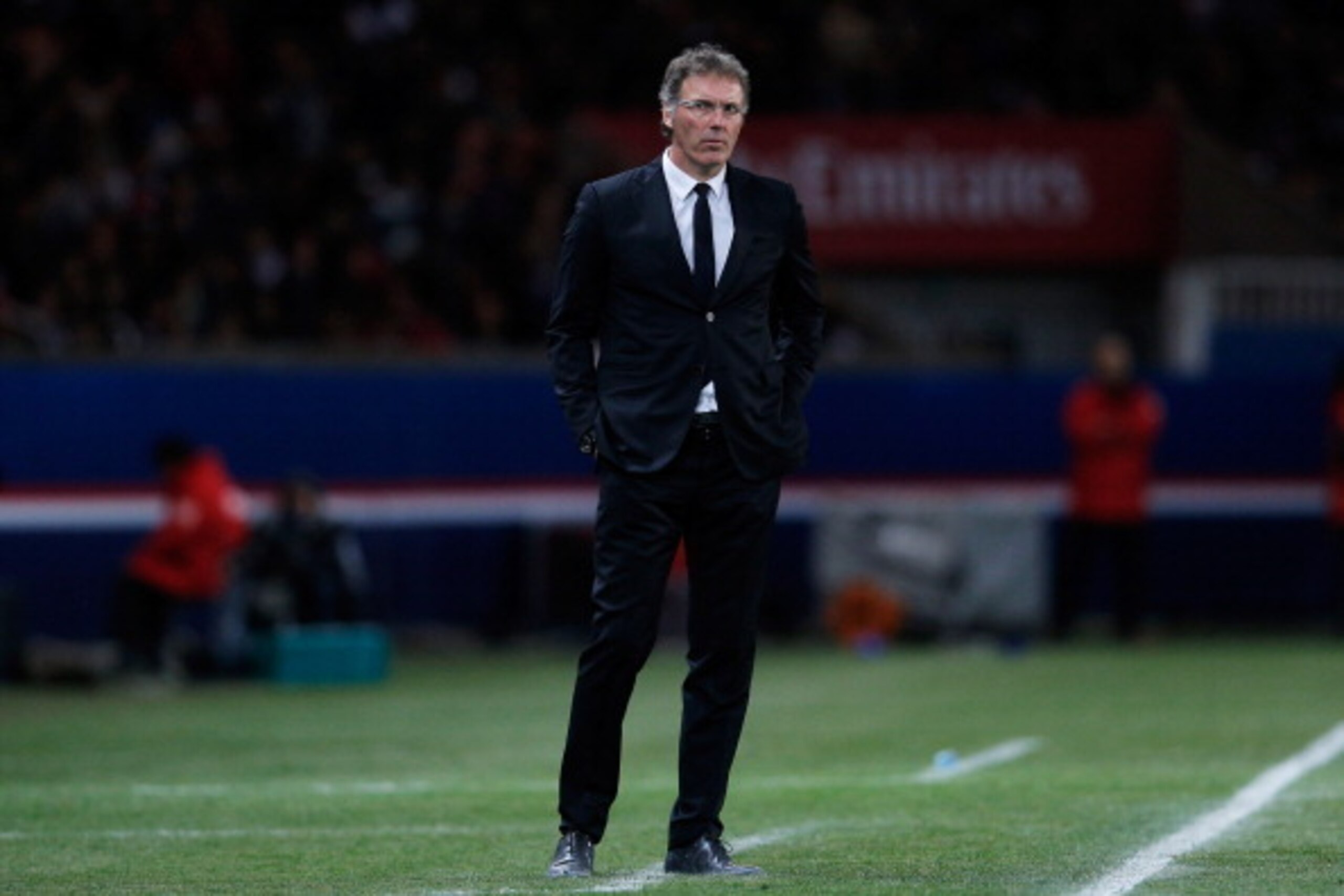 PARIS, FRANCE - MAY 07:  PSG Manager / Head Coach, Laurent Blanc looks on during the Ligue 1 match between Paris Saint-Germain FC and Stade Rennais FC at Parc des Princes on May 7, 2014 in Paris, France.  (Photo by Dean Mouhtaropoulos/Getty Images)