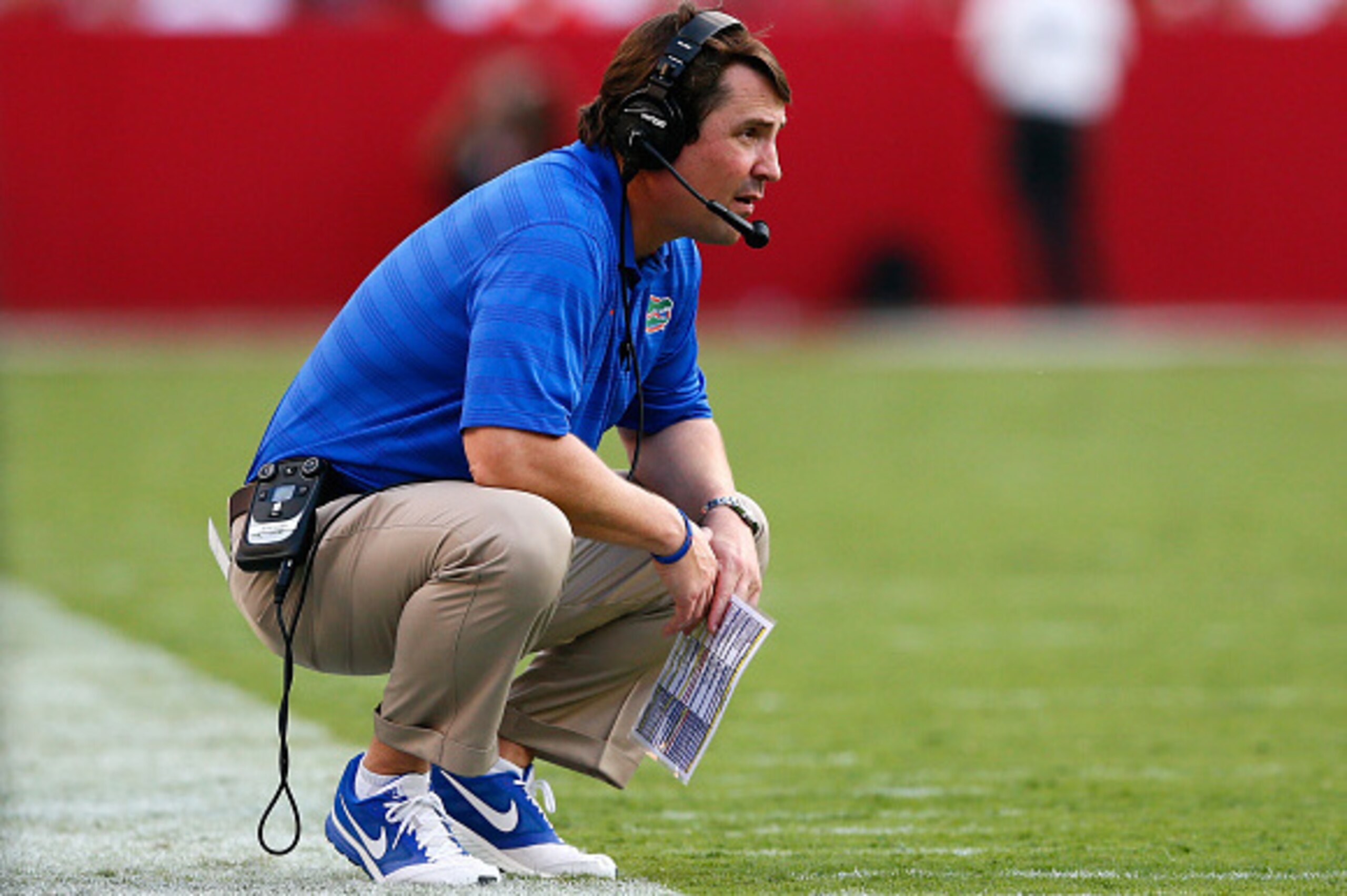 TUSCALOOSA, AL - SEPTEMBER 20:  Head coach Will Muschamp of the Florida Gators looks on during the game against the Alabama Crimson Tide at Bryant-Denny Stadium on September 20, 2014 in Tuscaloosa, Alabama.  (Photo by Kevin C. Cox/Getty Images)