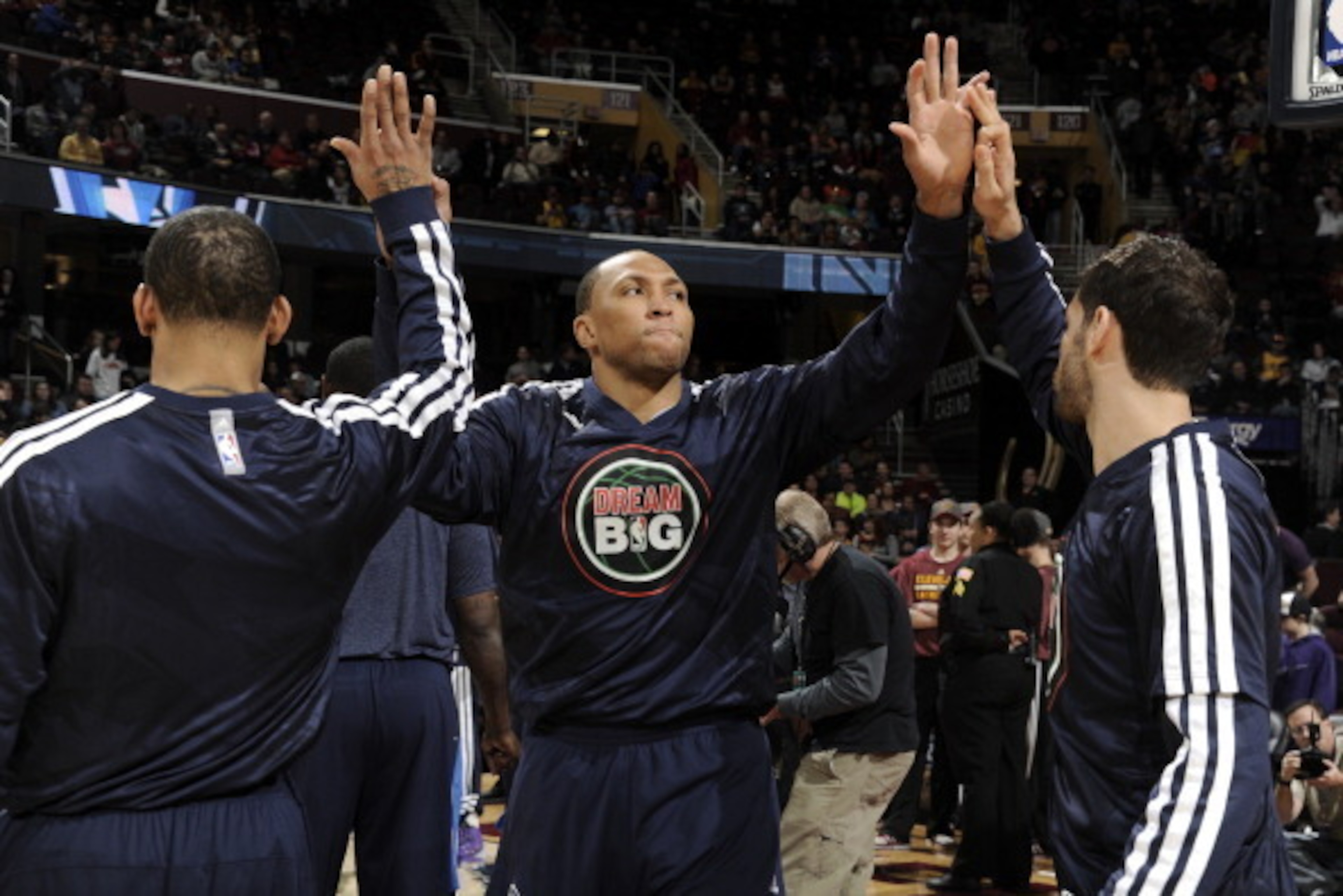 CLEVELAND, OH - JANUARY 20:  Shawn Marion #0 of the Dallas Mavericks gets introduced before the game against the Cleveland Cavaliers at The Quicken Loans Arena on January 20, 2014 in Cleveland, Ohio. NOTE TO USER: User expressly acknowledges and agrees th