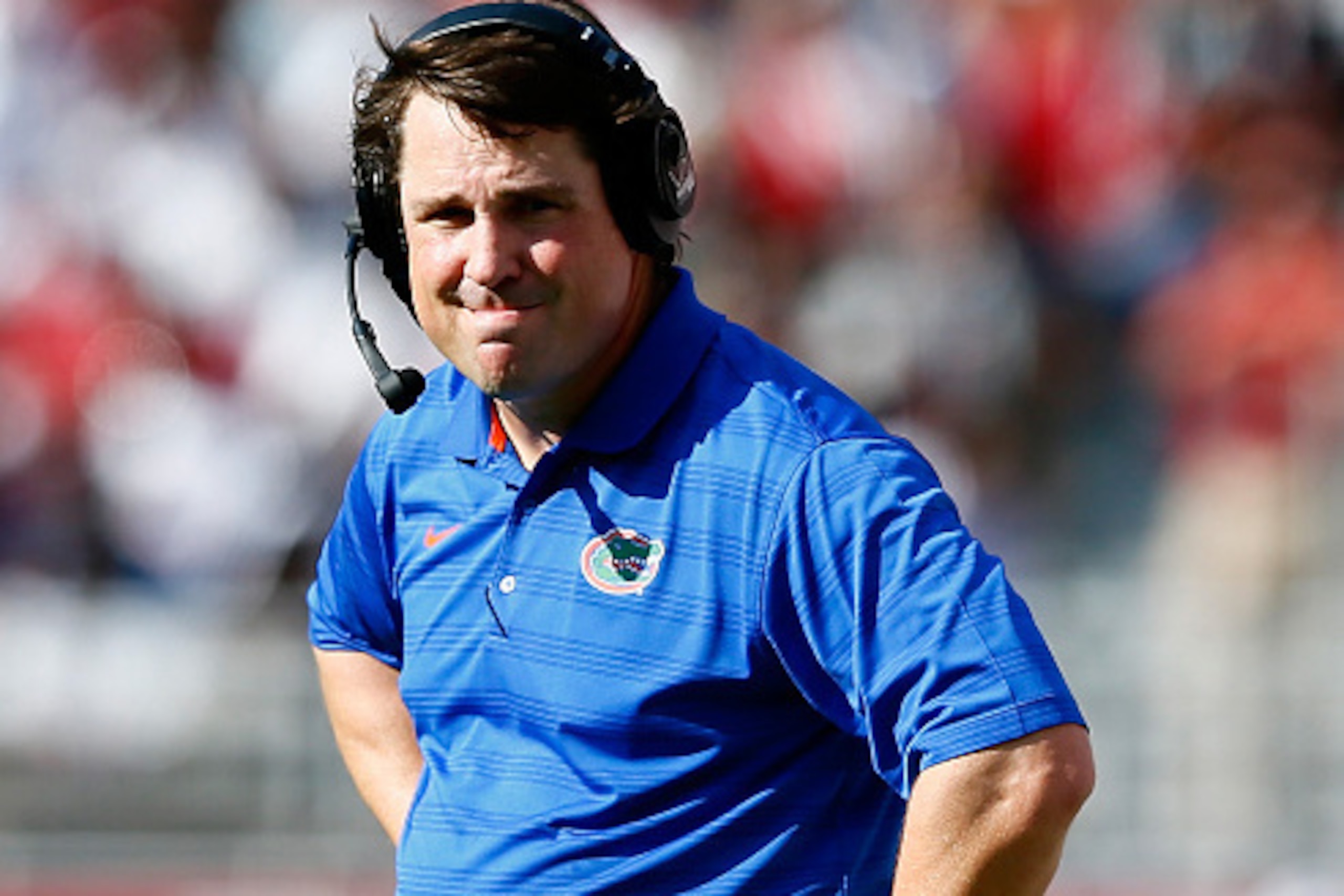 TUSCALOOSA, AL - SEPTEMBER 20:  Head coach Will Muschamp of the Florida Gators looks on during the game against the Alabama Crimson Tide at Bryant-Denny Stadium on September 20, 2014 in Tuscaloosa, Alabama.  (Photo by Kevin C. Cox/Getty Images)