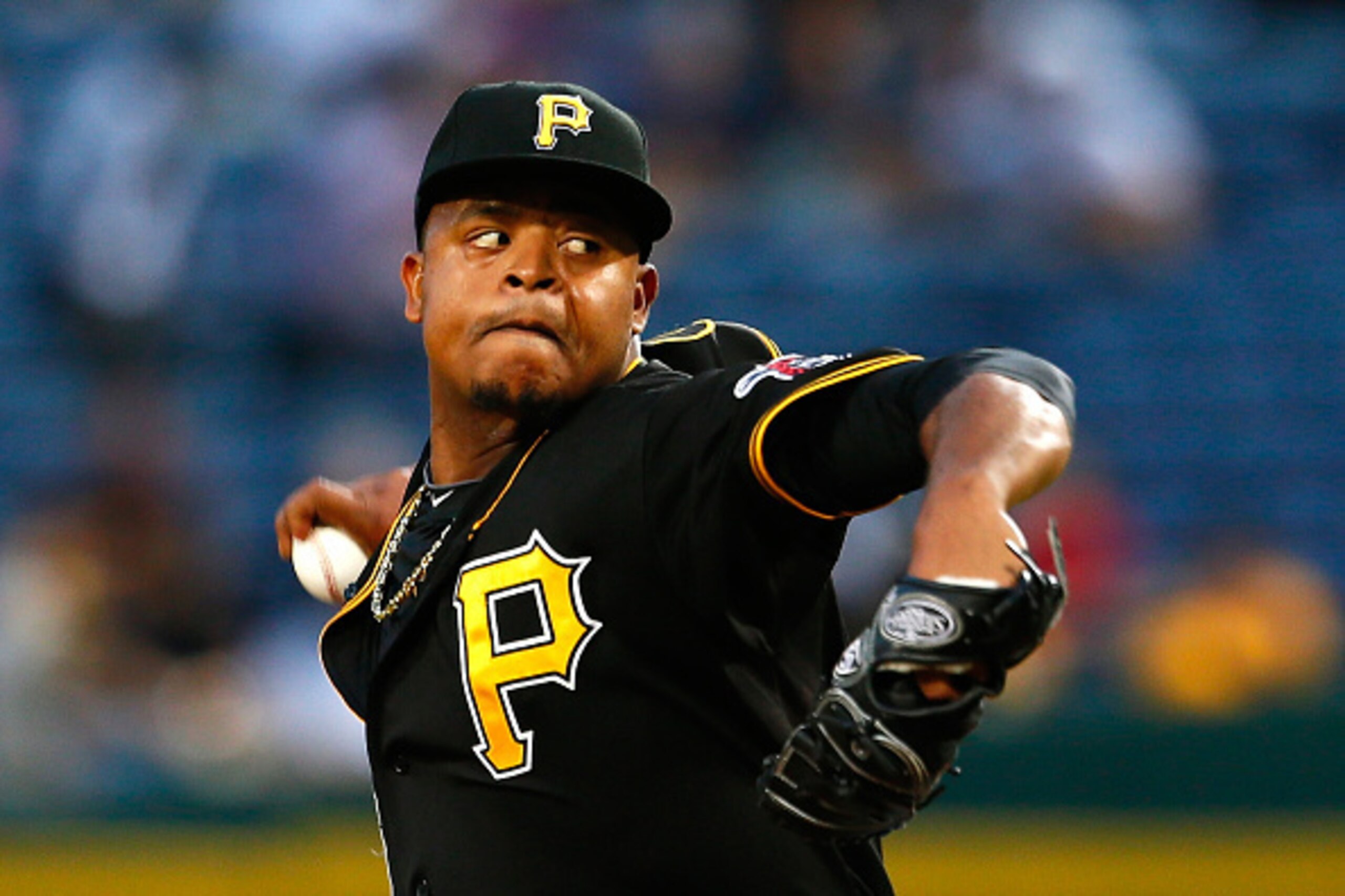 ATLANTA, GA - SEPTEMBER 25:  Edinson Volquez #36 of the Pittsburgh Pirates pitches in the first inning against the Atlanta Braves at Turner Field on September 25, 2014 in Atlanta, Georgia.  (Photo by Kevin C. Cox/Getty Images)