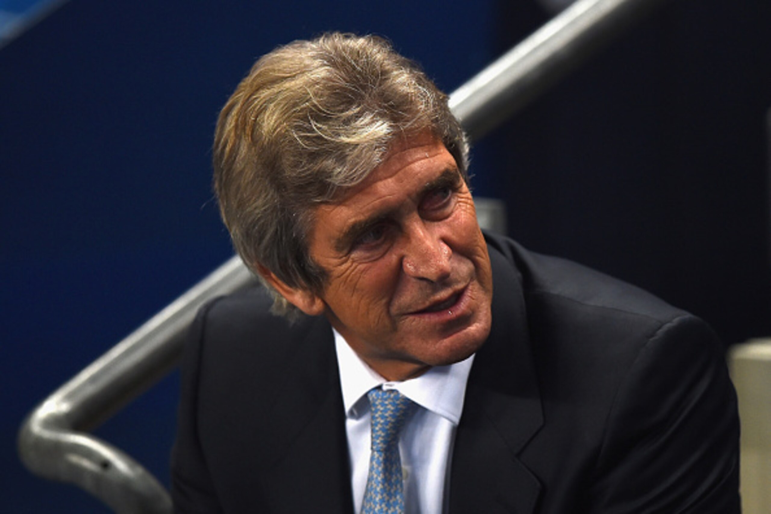 MANCHESTER, ENGLAND - SEPTEMBER 30:  Manchester City Manager Manuel Pellegrini looks on prior to the UEFA Champions League Group E match between Manchester City FC and AS Roma  on September 30, 2014 in Manchester, United Kingdom.  (Photo by Laurence Griff