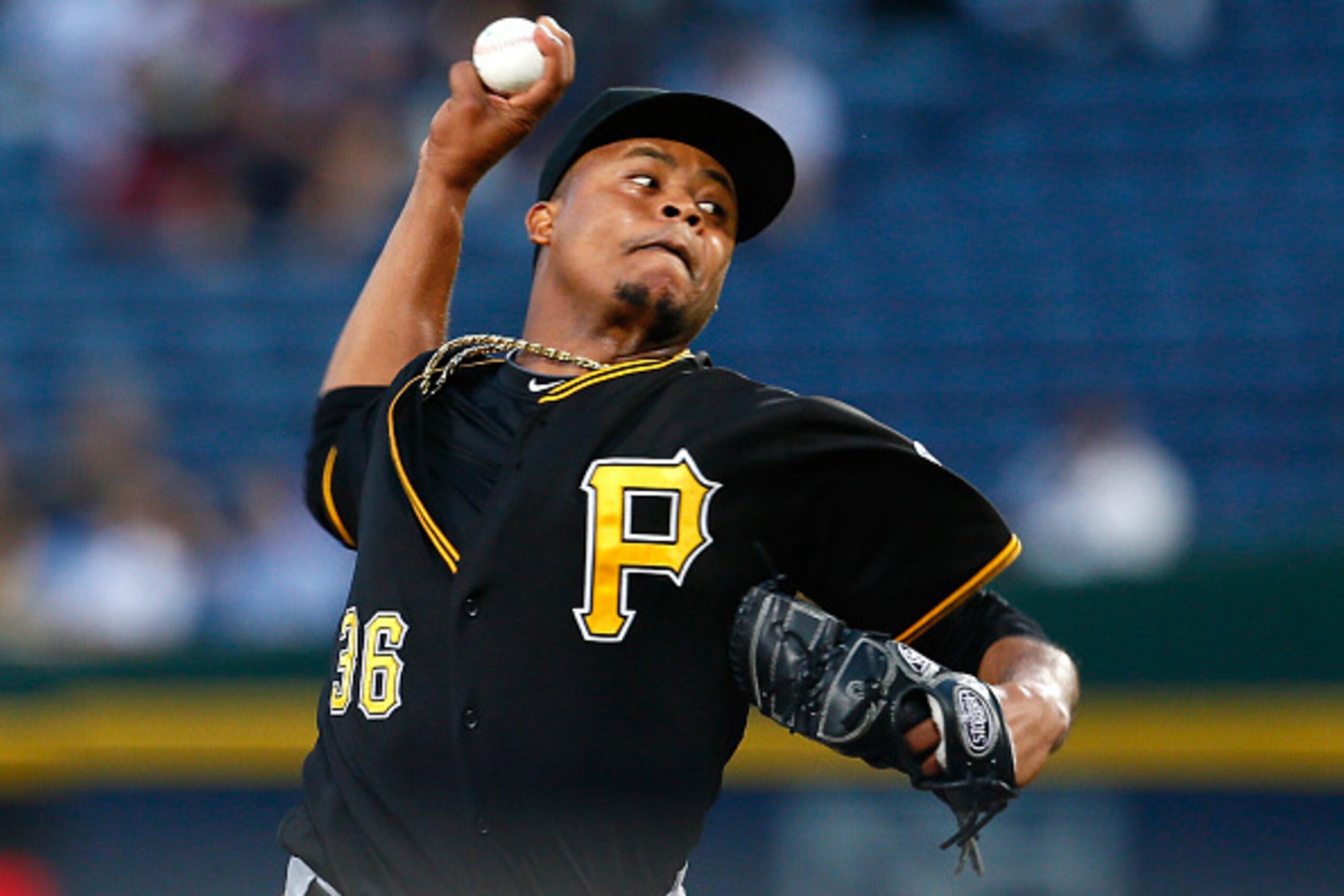 ATLANTA, GA - SEPTEMBER 25: Edinson Volquez #36 of the Pittsburgh Pirates pitches in the first inning against the Atlanta Braves at Turner Field on September 25, 2014 in Atlanta, Georgia. (Photo by Kevin C. Cox/Getty Images) ATLANTA, GA - SEPTEMBER 25: Edinson Volquez #36 of the Pittsburgh Pirates pitches in the first inning against the Atlanta Braves at Turner Field on September 25, 2014 in Atlanta, Georgia. (Photo by Kevin C. Cox/Getty Images)