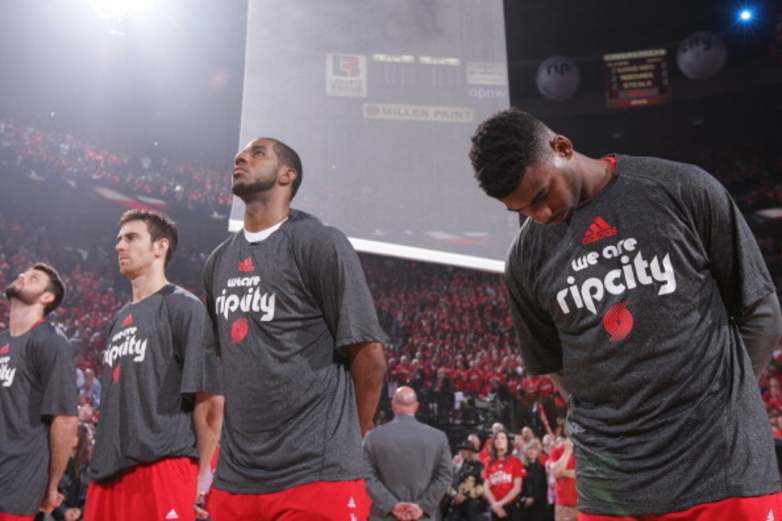 PORTLAND, OR - MAY 10:  LaMarcus Aldridge #12 of the Portland Trail Blazers stands on the court before Game Three of the Western Conference Semifinals during the 2014 NBA Playoffs on May 10, 2014 at the Moda Center in Portland, Oregon. NOTE TO USER: User 