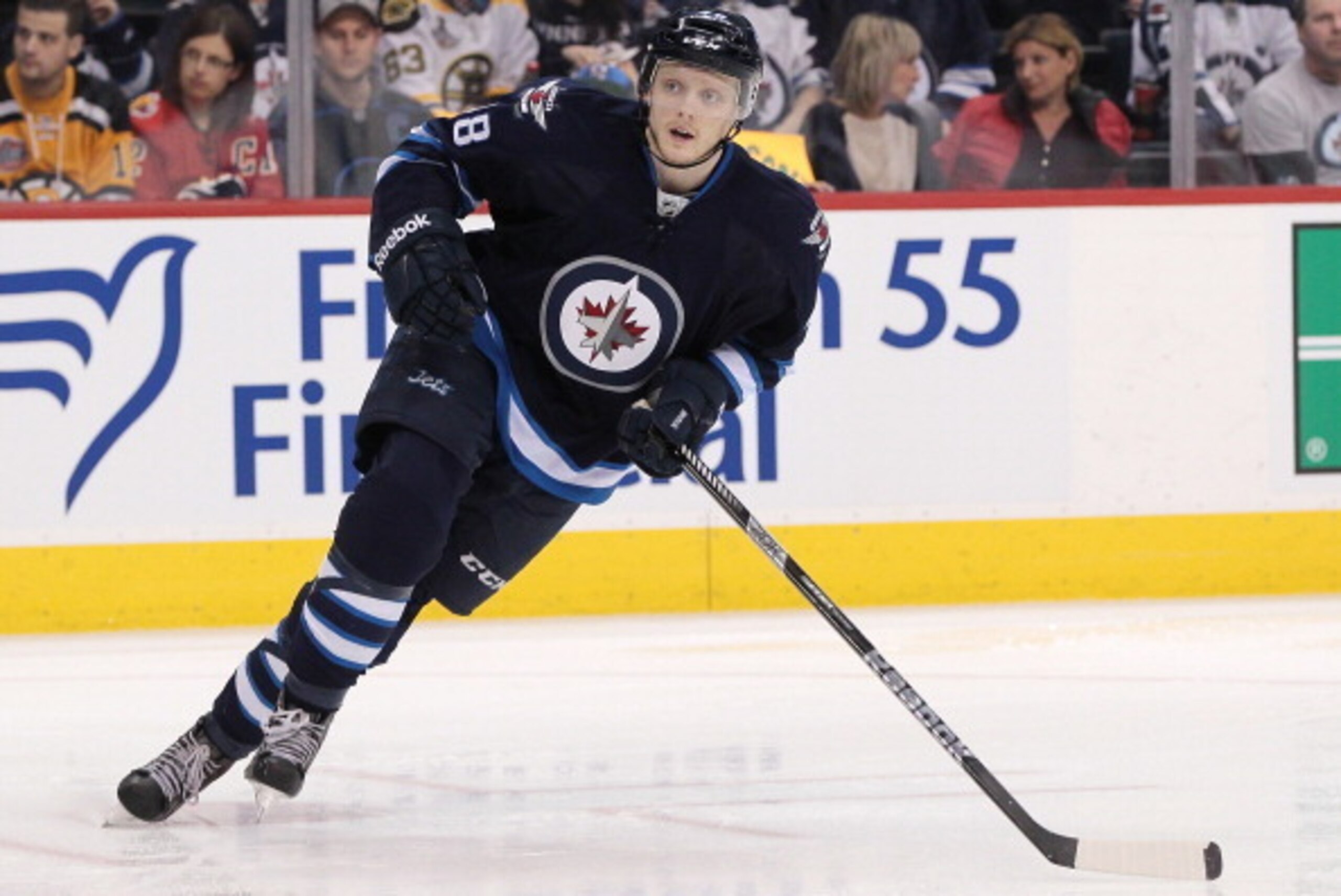 WINNIPEG, MB - APRIL 10: Carl Klingberg #48 of the Winnipeg Jets skates down the ice during the second period of the NHL game against the Boston Bruins at the MTS Centre on April 10, 2014 in Winnipeg, Manitoba, Canada. (Photo by Marianne Helm/Getty Images WINNIPEG, MB - APRIL 10: Carl Klingberg #48 of the Winnipeg Jets skates down the ice during the second period of the NHL game against the Boston Bruins at the MTS Centre on April 10, 2014 in Winnipeg, Manitoba, Canada. (Photo by Marianne Helm/Getty Images