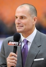 Jan 21, 2013; Syracuse, NY, USA; ESPN broadcaster Jay Bilas looks on prior to the game between the Cincinnati Bearcats and the Syracuse Orange at the Carrier Dome.  Mandatory Credit: Rich Barnes-USA TODAY Sports
