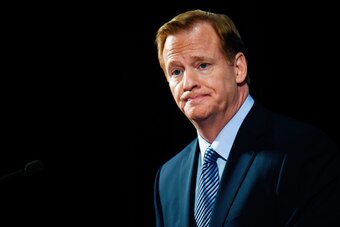 NEW YORK, NY - SEPTEMBER 19:  National Football League commissioner Roger Goodell speaks during a press conference on September 19, 2014 inside the New York Hilton Midtown in New York City. Goodell took the time to address personal conduct issues in the N