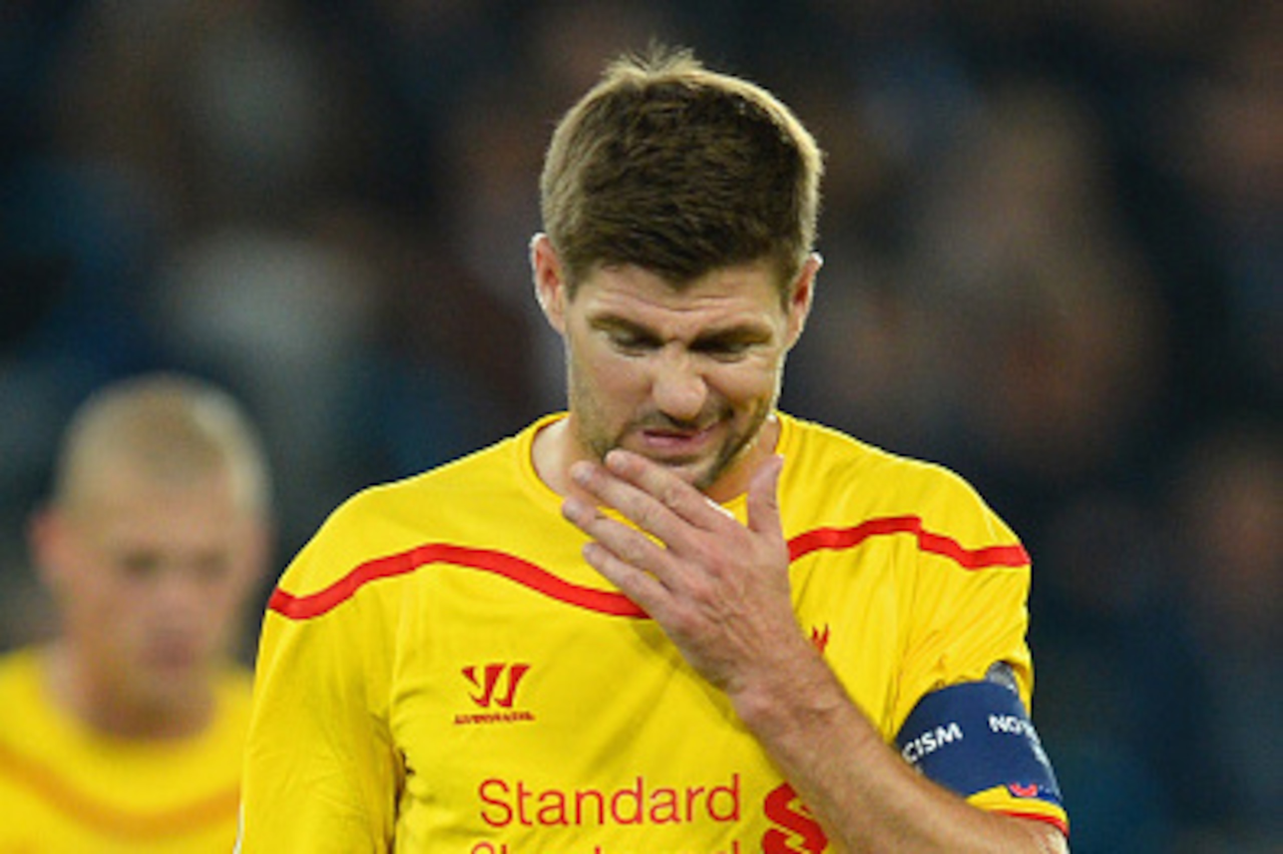 BASEL, SWITZERLAND - OCTOBER 01:  Steven Gerrard of Liverpool looks on during the UEFA Champions League Group B match between FC Basel 1893 and Liverpool FC at St. Jakob Stadium on October 1, 2014 in Basel, Switzerland.  (Photo by Jamie McDonald/Getty Ima