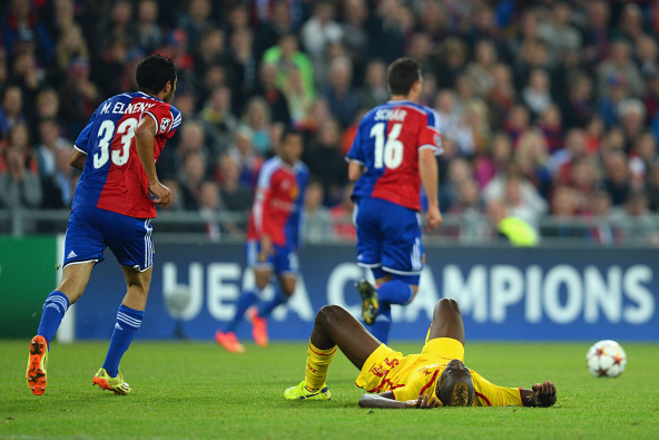 BASEL, SWITZERLAND - OCTOBER 01:  Mario Balotelli of Liverpool reacts during the UEFA Champions League Group B match between FC Basel 1893 and Liverpool FC at St. Jakob Stadium on October 1, 2014 in Basel, Switzerland.  (Photo by Jamie McDonald/Getty Imag