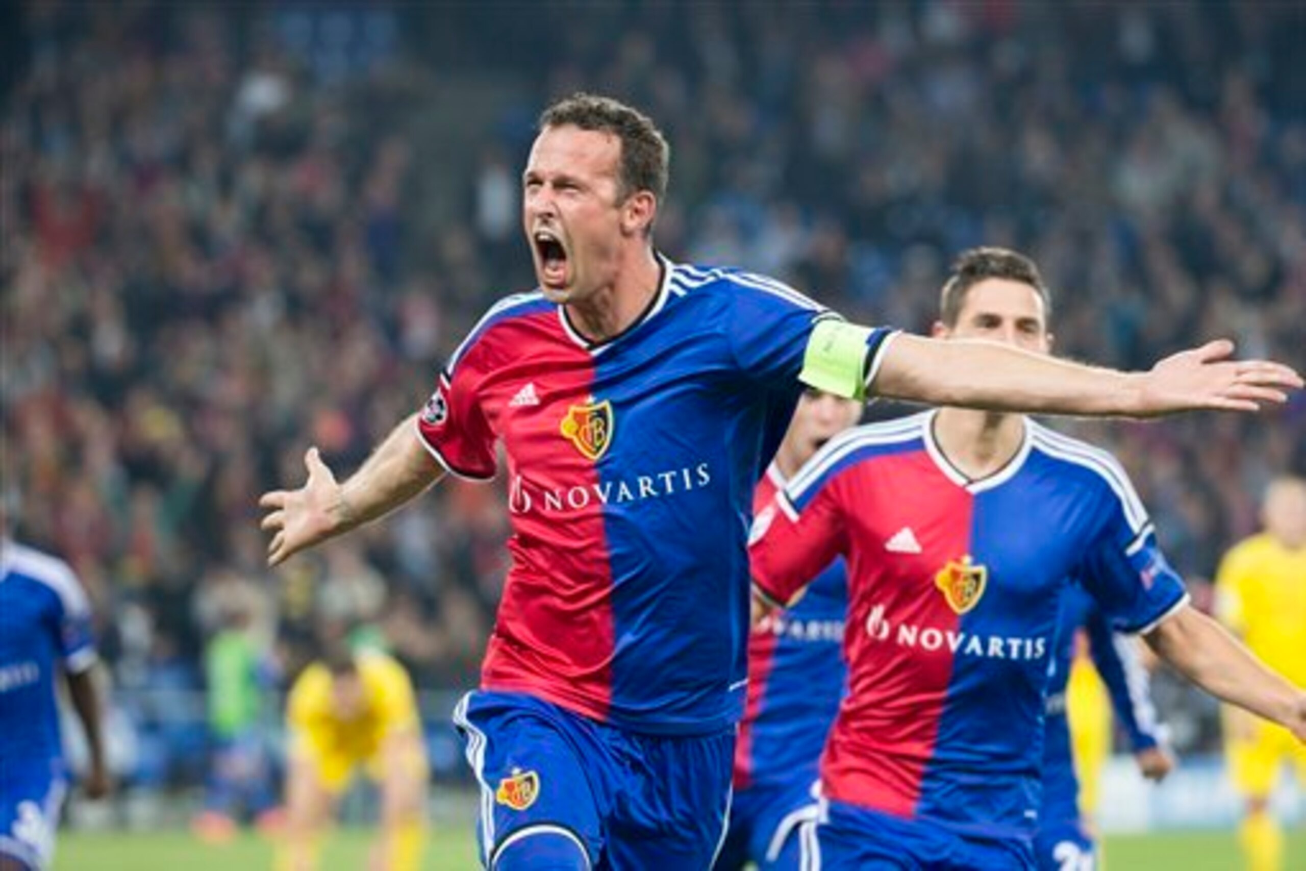 Veteran Marco Streller celebrates his goal