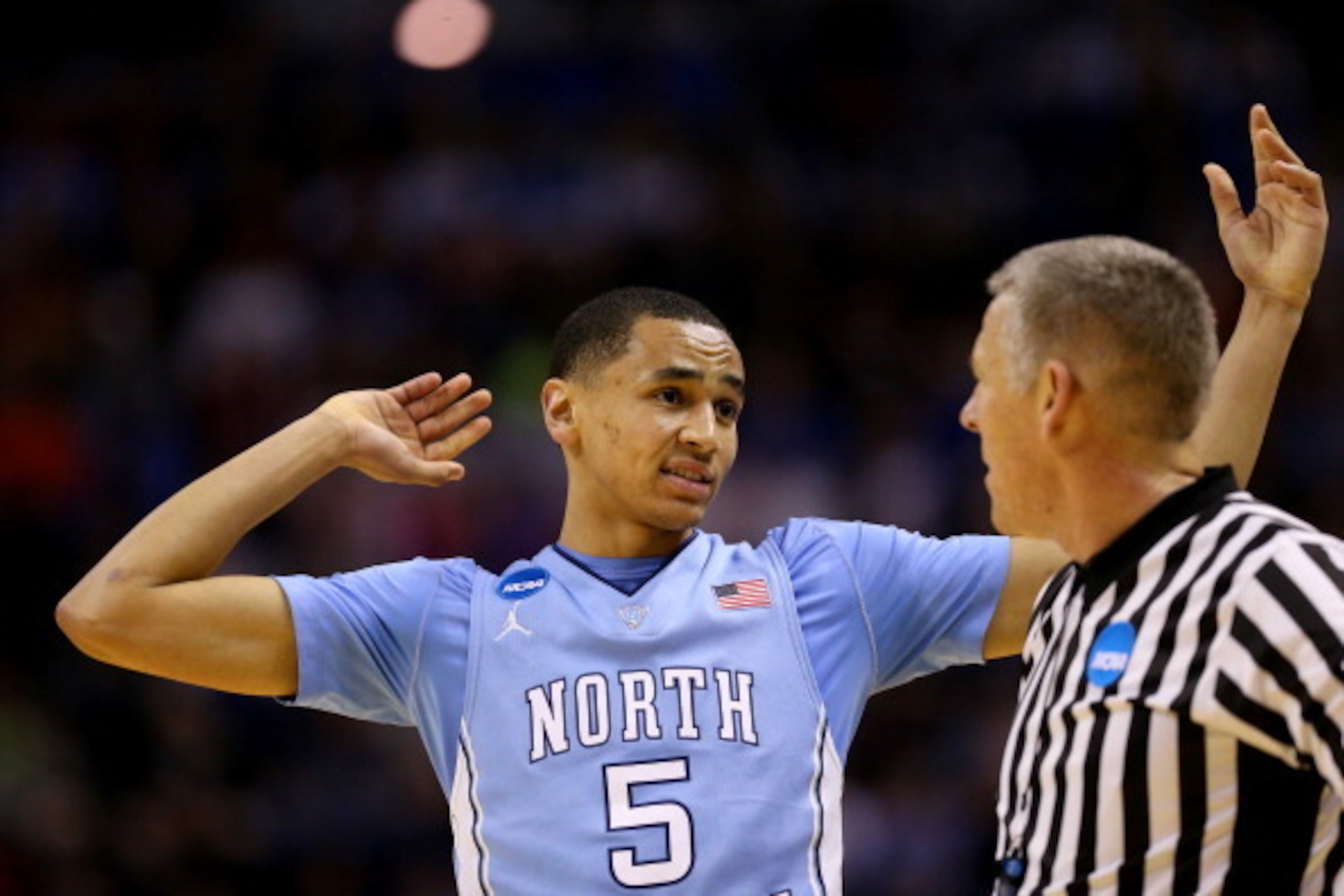 SAN ANTONIO, TX - MARCH 23: Marcus Paige #5 of the North Carolina Tar Heels reacts during the third round of the 2014 NCAA Men's Basketball Tournament against the Iowa State Cyclones at the AT&T Center on March 23, 2014 in San Antonio, Texas. (Photo by R SAN ANTONIO, TX - MARCH 23: Marcus Paige #5 of the North Carolina Tar Heels reacts during the third round of the 2014 NCAA Men's Basketball Tournament against the Iowa State Cyclones at the AT&T Center on March 23, 2014 in San Antonio, Texas. (Photo by R