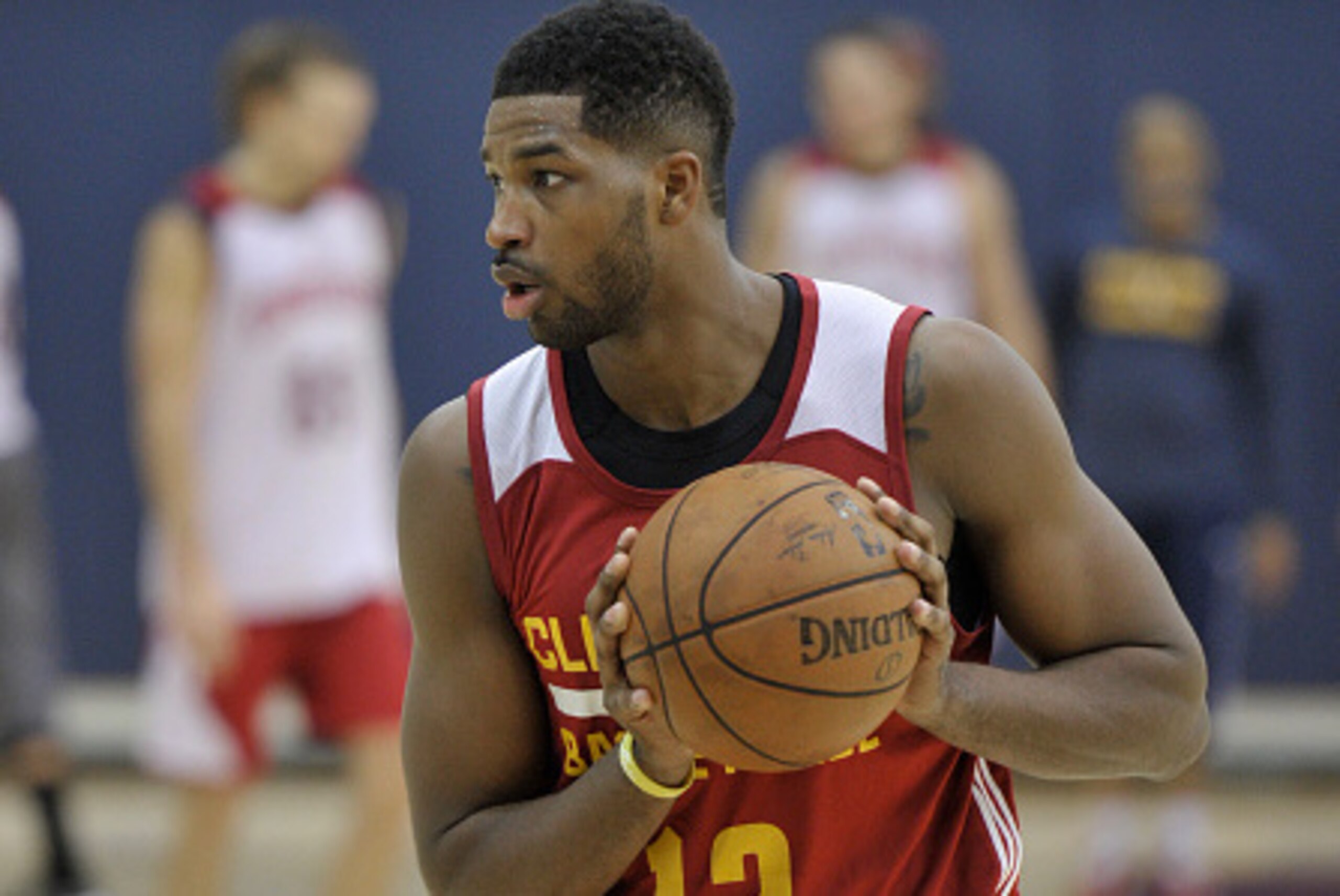 INDEPENDENCE, OH - SEPTEMBER 30: Tristan Thompson #13 of the Cleveland Cavaliers handles the ball during a practice at The Cleveland Clinic Courts on September 30, 2014 in Independence, Ohio. NOTE TO USER: User expressly acknowledges and agrees that, by d
