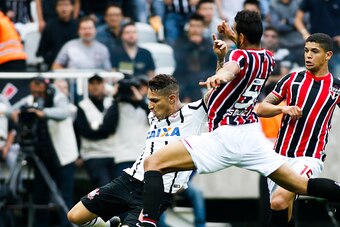 SAO PAULO, BRAZIL - SEPTEMBER 21: Guerrero of Corinthinas in action during the match between Corinthians and Sao Paulo for the Brazilian Series A 2014 at arena Corinthians stadium on September 21, 2014 in Sao Paulo, Brazil. (Photo by Alexandre Schneider/G