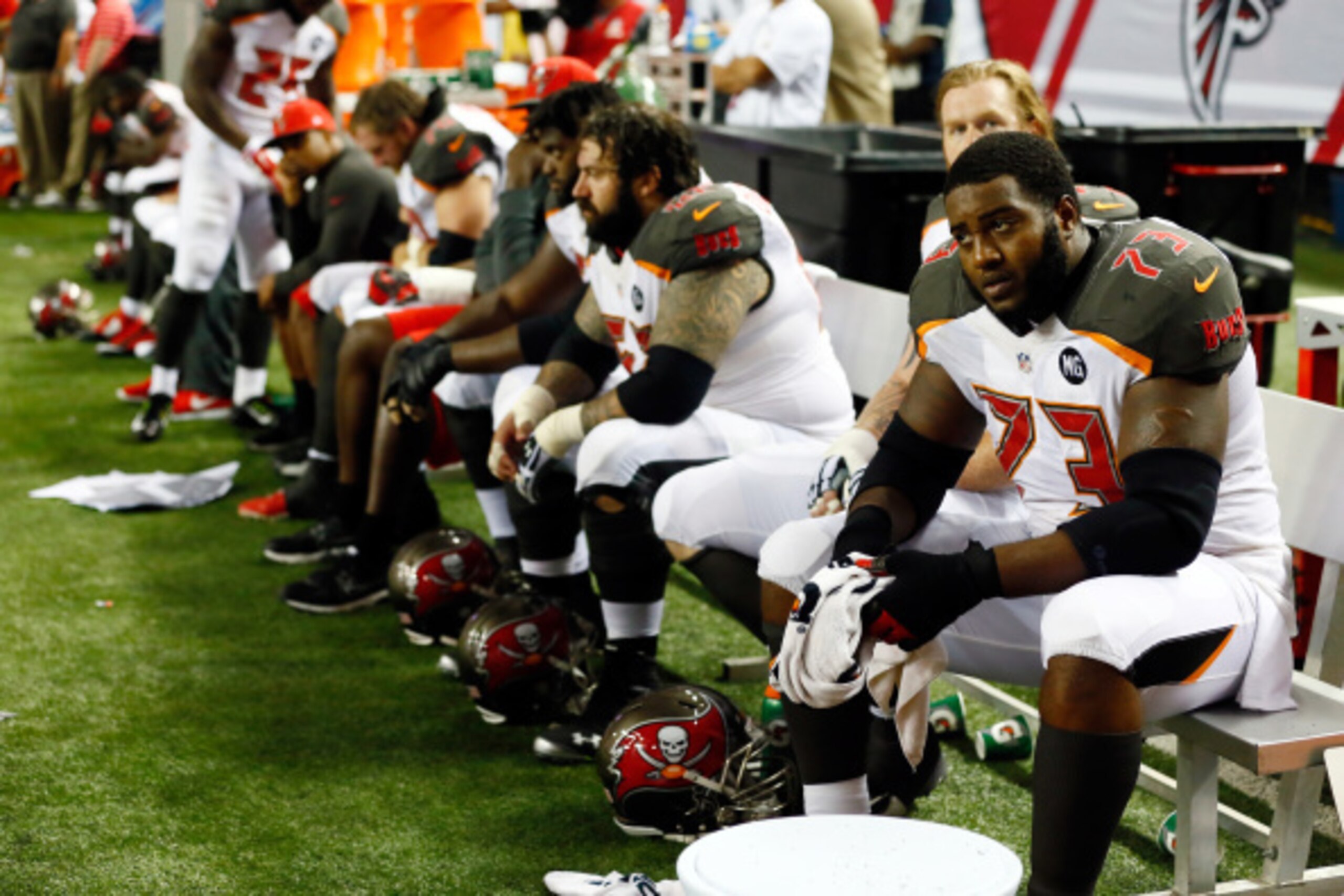 ATLANTA, GA - SEPTEMBER 18: The Tampa Bay Buccaneers bench looks on against the Atlanta Falcons during a game at the Georgia Dome on September 18, 2014 in Atlanta, Georgia.  (Photo by Kevin C. Cox/Getty Images)