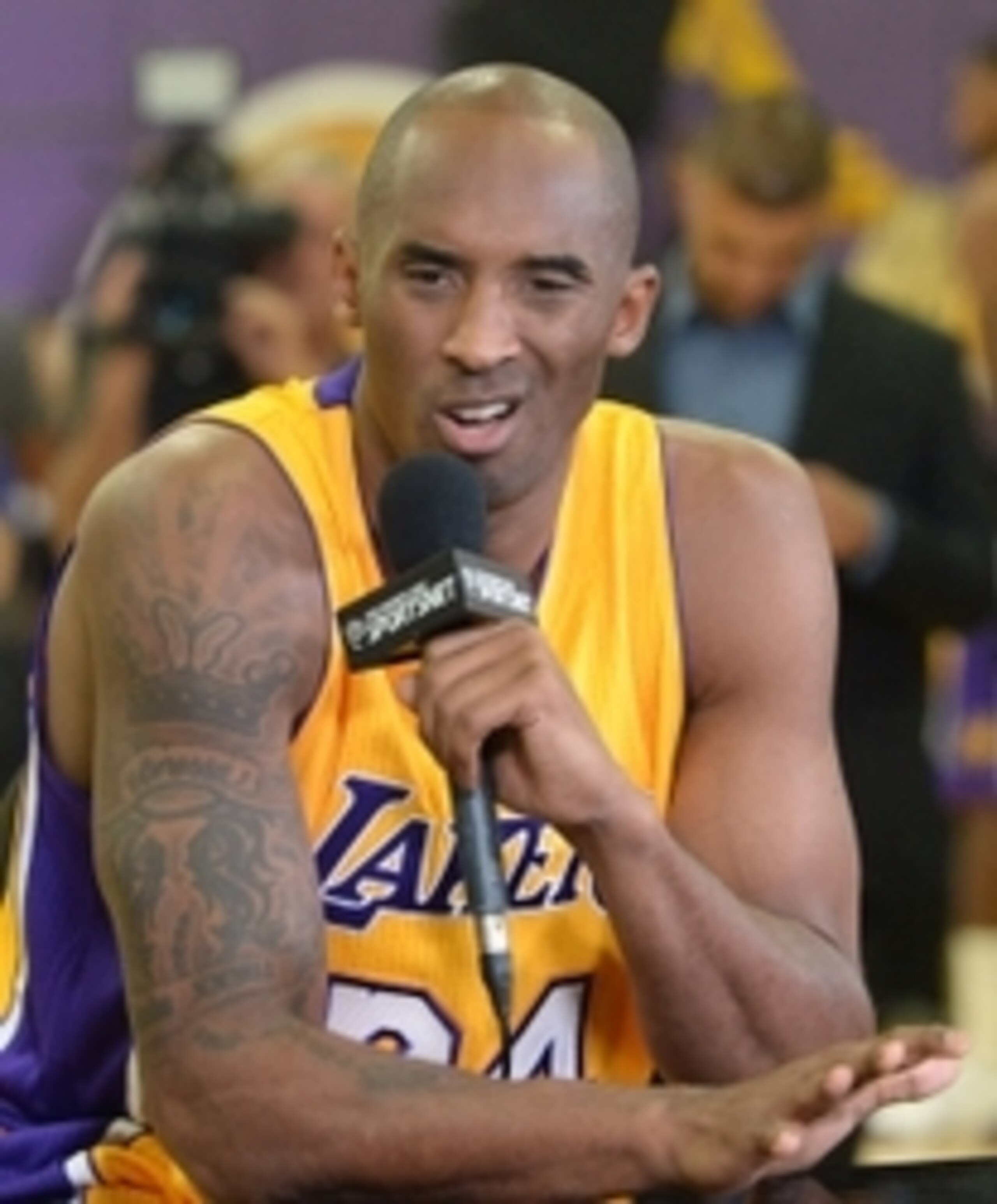 Sep 29, 2014; Los Angeles, CA, USA; Los Angeles Lakers guard Kobe Bryant (24) during media day at the team practice facility in El Segundo.  Mandatory Credit: Jayne Kamin-Oncea-USA TODAY Sports