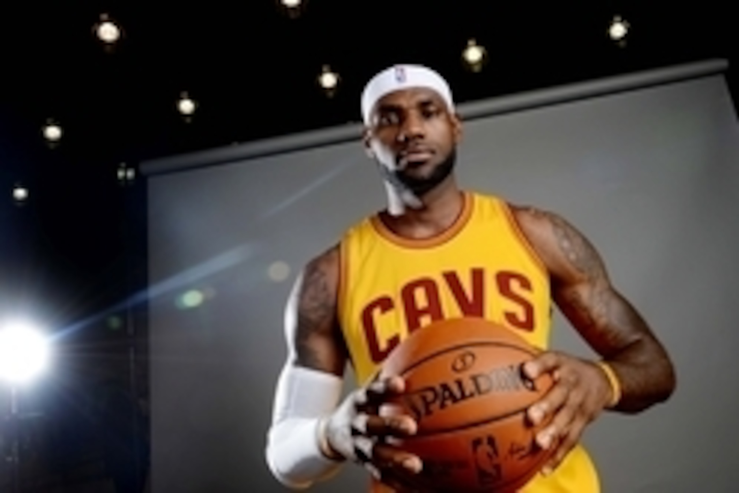 Sep 26, 2014; Cleveland, OH, USA; Cleveland Cavaliers forward LeBron James (23)  during media day at Cleveland Clinic Courts. Mandatory Credit: Ken Blaze-USA TODAY Sports
