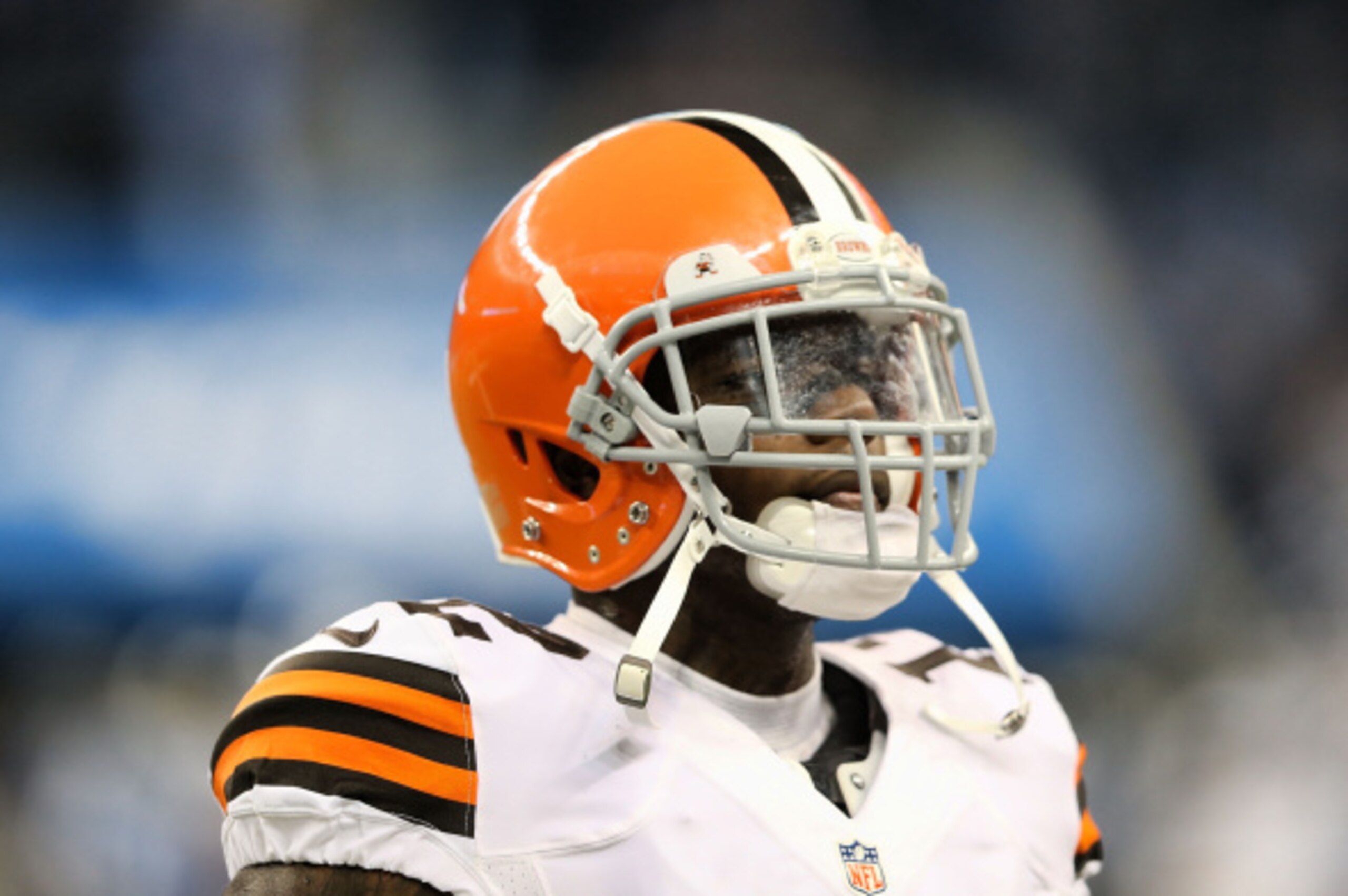 DETROIT, MI - AUGUST 09:  Josh Gordon #12 of the Cleveland Browns warms up prior to the start of the preseason game against the Detroit Lions at Ford Field on August 9, 2014 in Detroit, Michigan. The Lions defeated the Browns 13-12 in a preseason game.  (