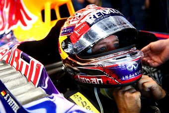 SUZUKA, JAPAN - OCTOBER 03:  Sebastian Vettel of Germany and Infiniti Red Bull Racing prepares to drive during practice for the Japanese Formula One Grand Prix at Suzuka Circuit on October 3, 2014 in Suzuka, Japan.  (Photo by Mark Thompson/Getty Images)