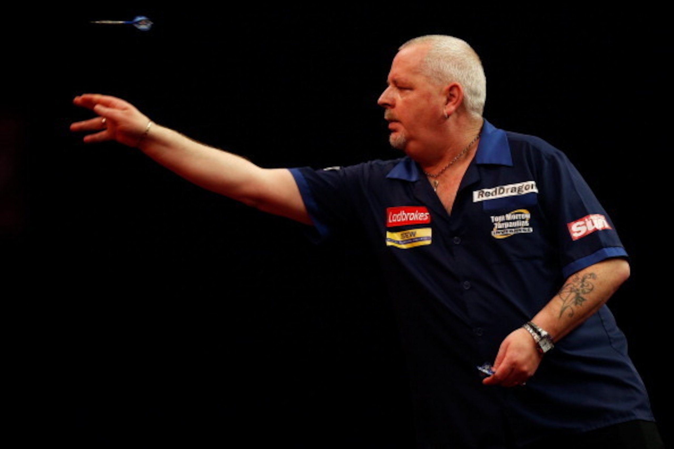 LONDON, ENGLAND - DECEMBER 27:  Robert Thornton of Scotland in action during his third round match against Wes Newton of England on day twelve of the Ladbrokes.com World Darts Championship at Alexandra Palace on December 27, 2013 in London, England.  (Pho