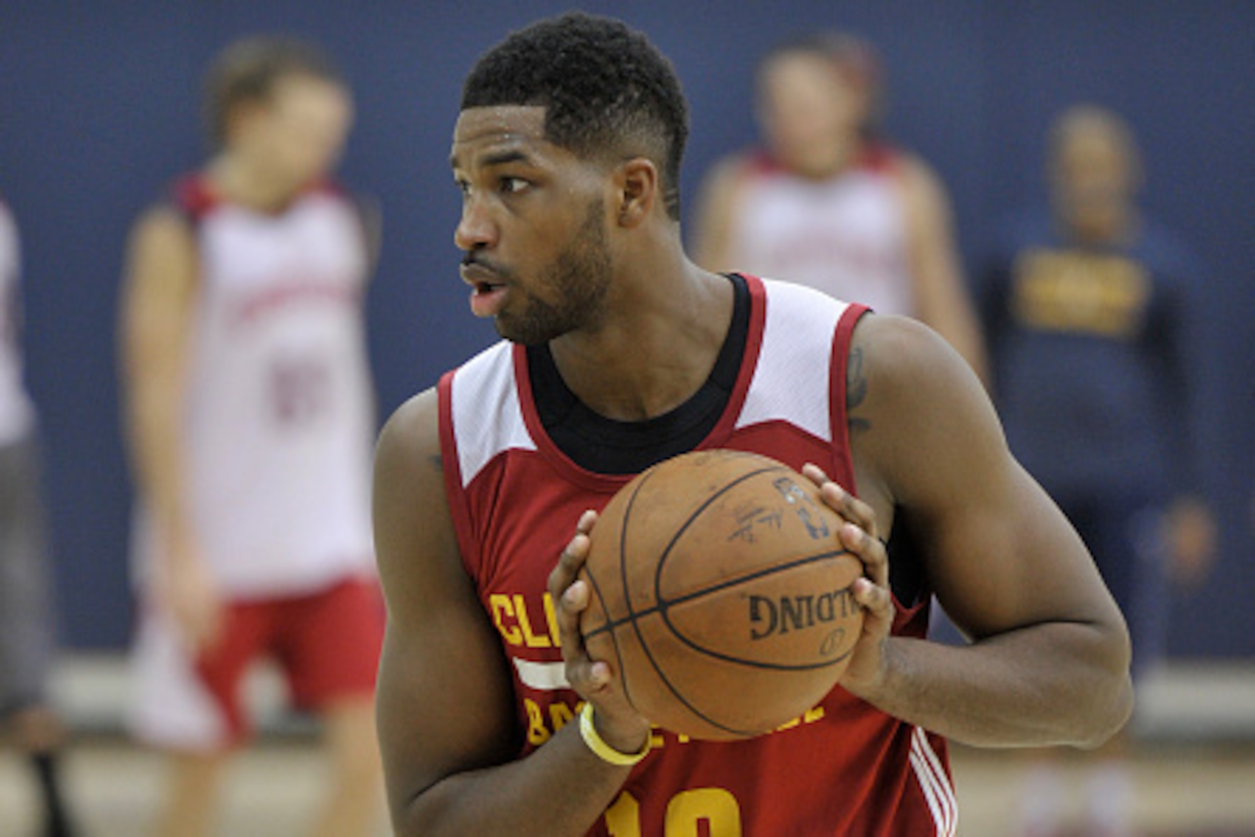 INDEPENDENCE, OH - SEPTEMBER 30: Tristan Thompson #13 of the Cleveland Cavaliers handles the ball during a practice at The Cleveland Clinic Courts on September 30, 2014 in Independence, Ohio. NOTE TO USER: User expressly acknowledges and agrees that, by d