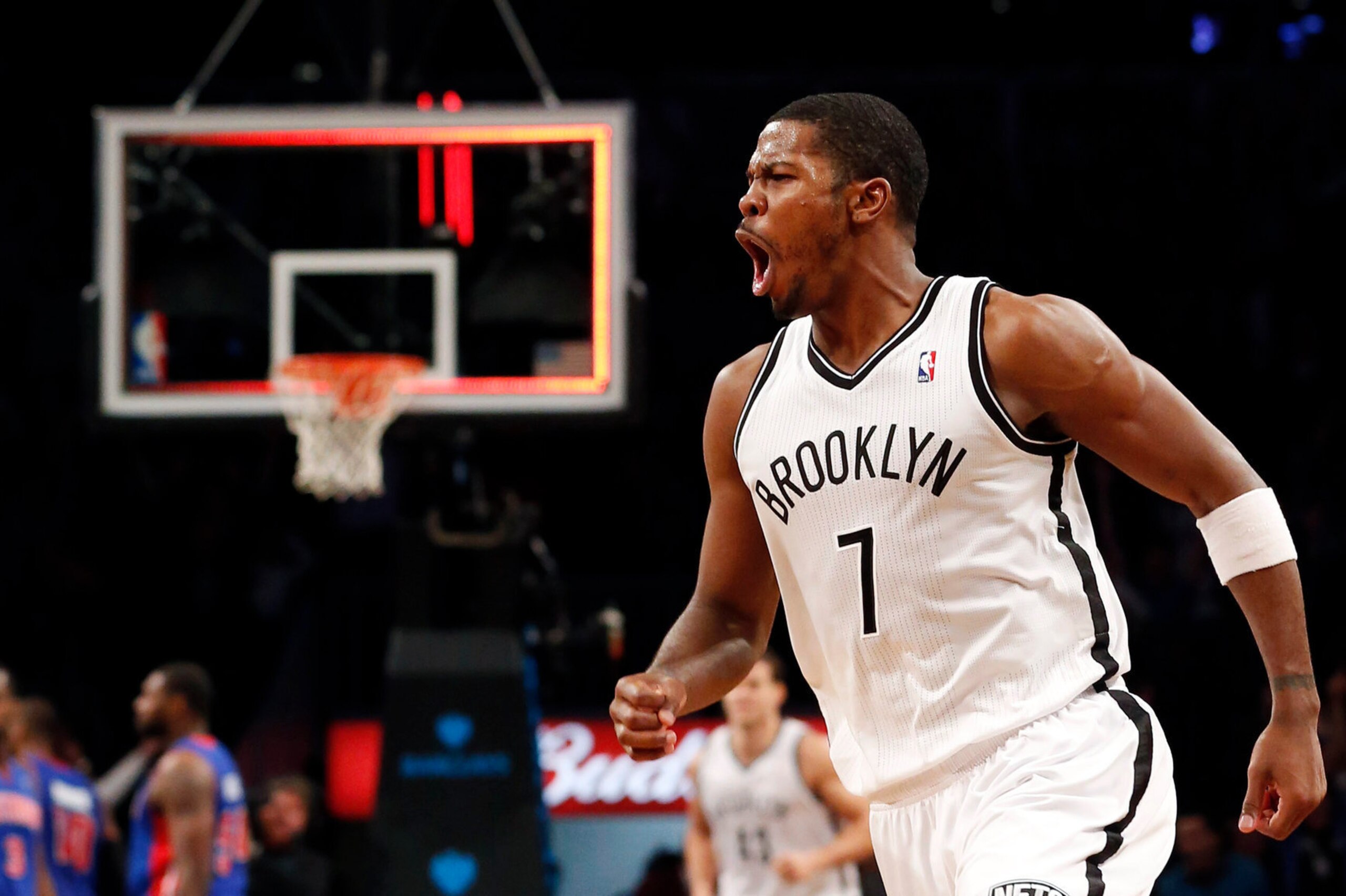 Joe Johnson beats the Pistons at the end of a double-overtime game during his first season in Brooklyn.