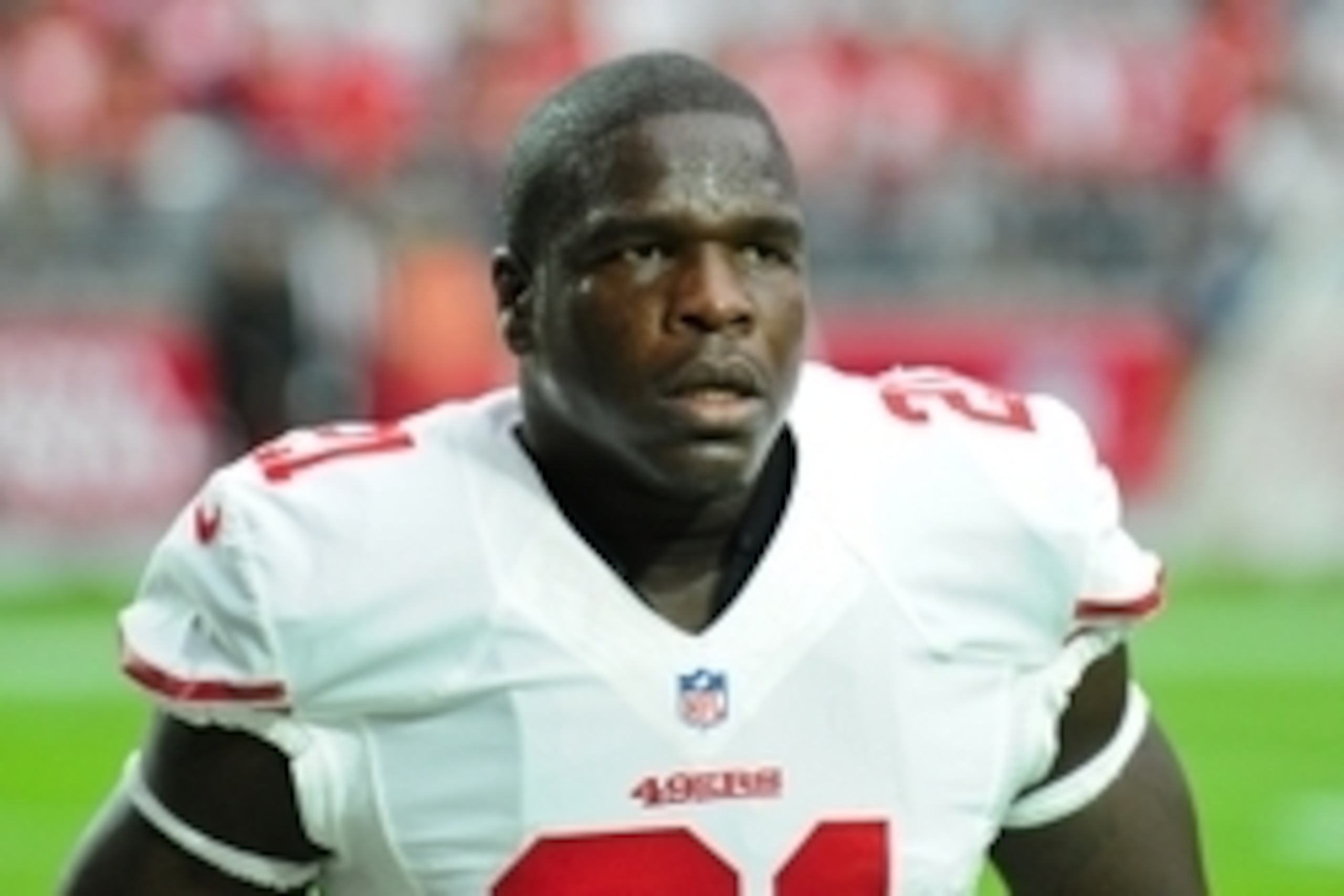 Sep 21, 2014; Glendale, AZ, USA; San Francisco 49ers running back Frank Gore (21) warms up prior to the game against the Arizona Cardinals at University of Phoenix Stadium. Mandatory Credit: Matt Kartozian-USA TODAY Sports