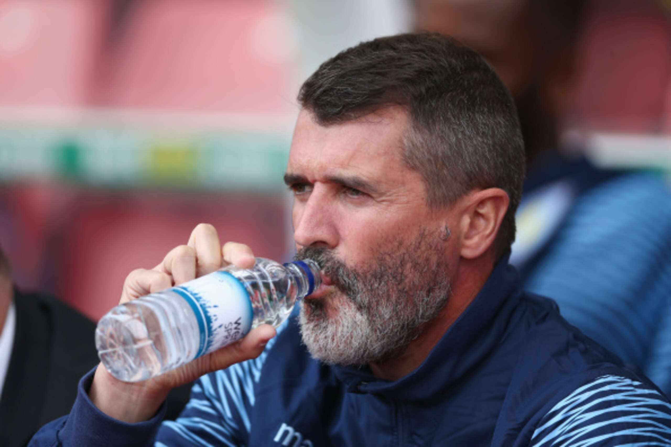 STOKE ON TRENT, ENGLAND - AUGUST 16:  Aston Villa assistant manager Roy Keane during the Barclays Premier League match between Stoke City and Aston Villa at Britannia Stadium on August 16, 2014 in Stoke on Trent, England.  (Photo by Clive Brunskill/Getty 