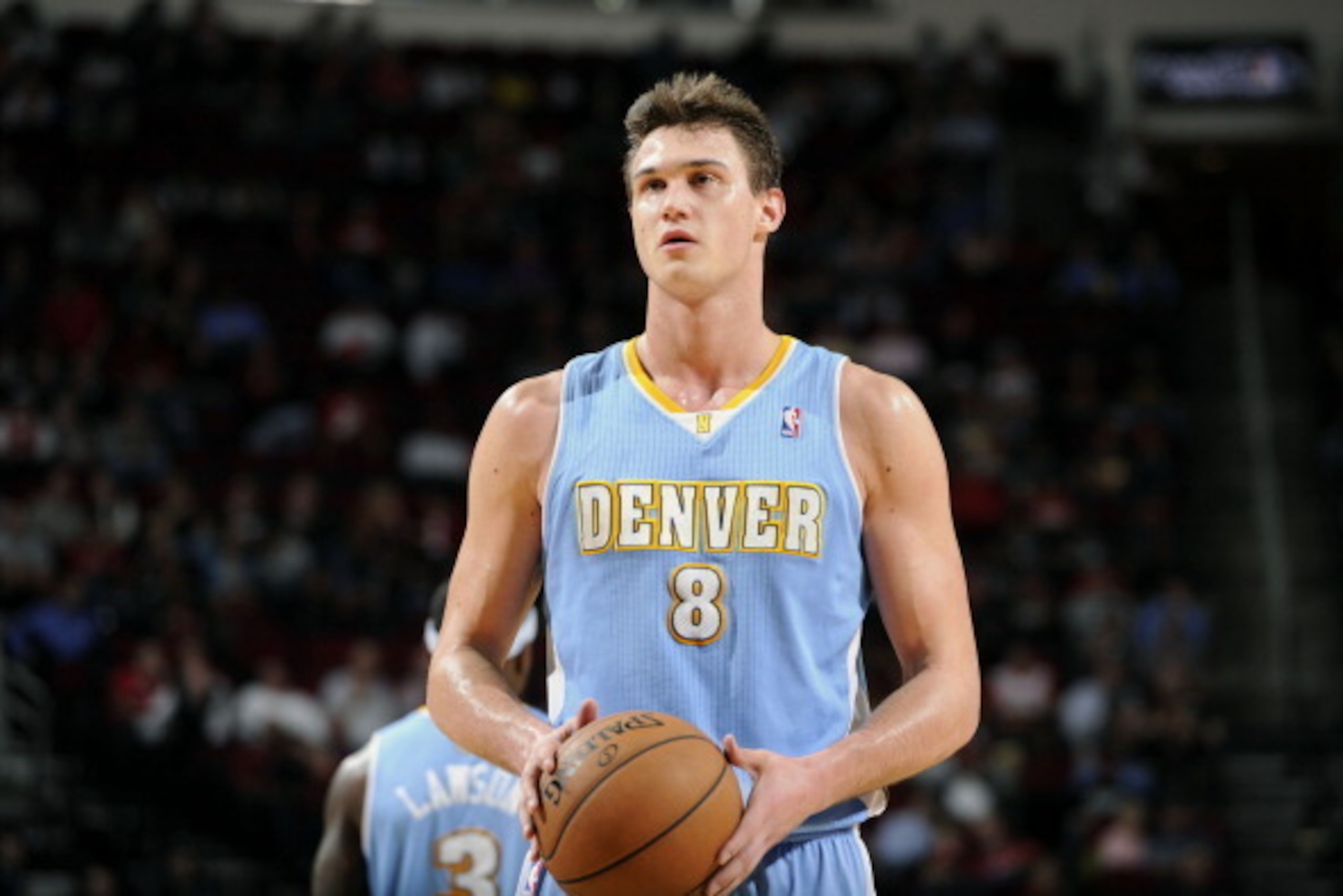 HOUSTON, TX - JANUARY 23: Danilo Gallinari #8 of the Denver Nuggets shoots the ball against the Houston Rockets on January 23, 2013 at the Toyota Center in Houston, Texas. NOTE TO USER: User expressly acknowledges and agrees that, by downloading and or us