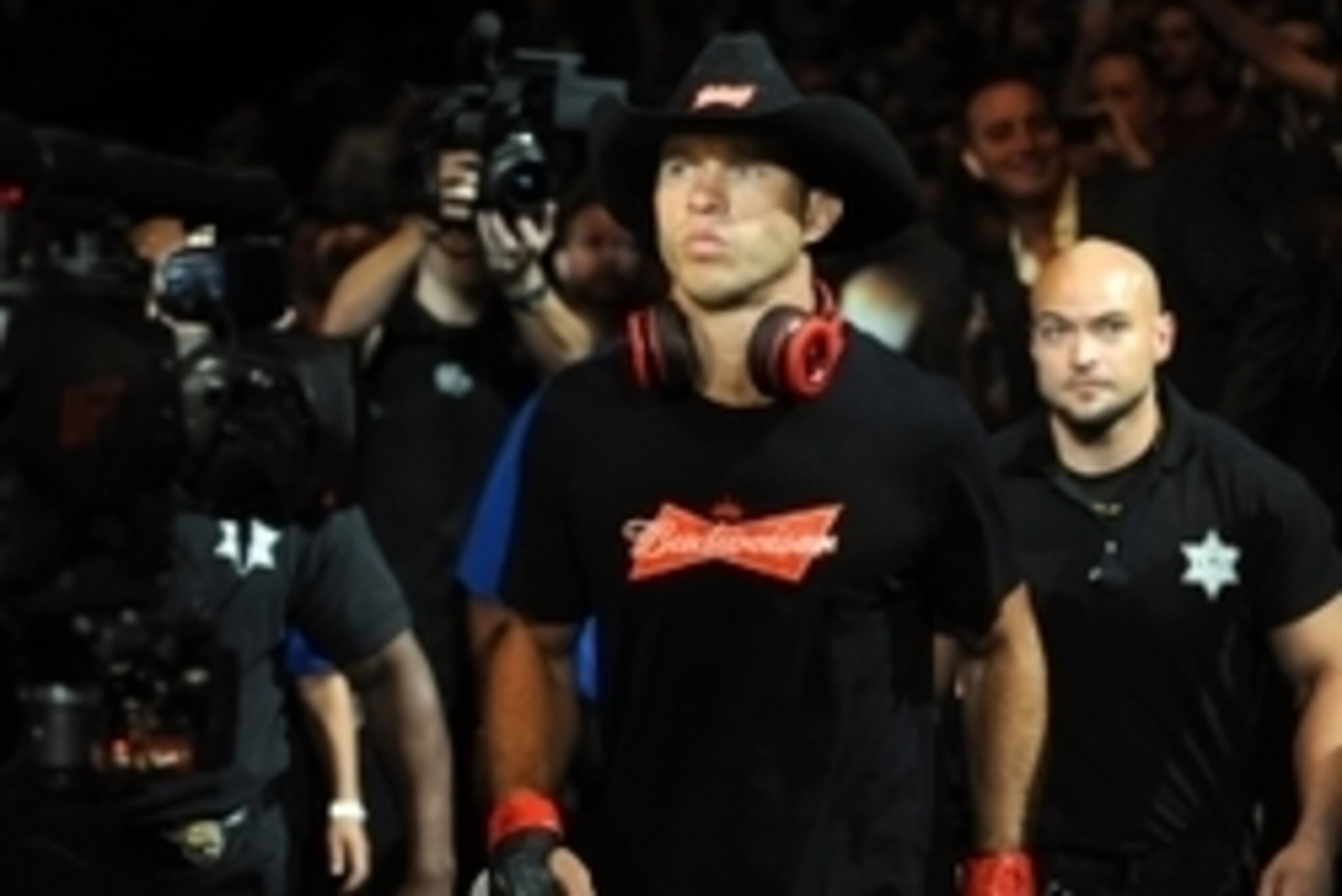 Sep 27, 2014; Las Vegas, NV, USA; Donald Cerrone gets ready for a lightweight fight against Eddie Alvarez during UFC 178 at MGM Grand Garden Arena. Mandatory Credit: Stephen R. Sylvanie-USA TODAY Sports