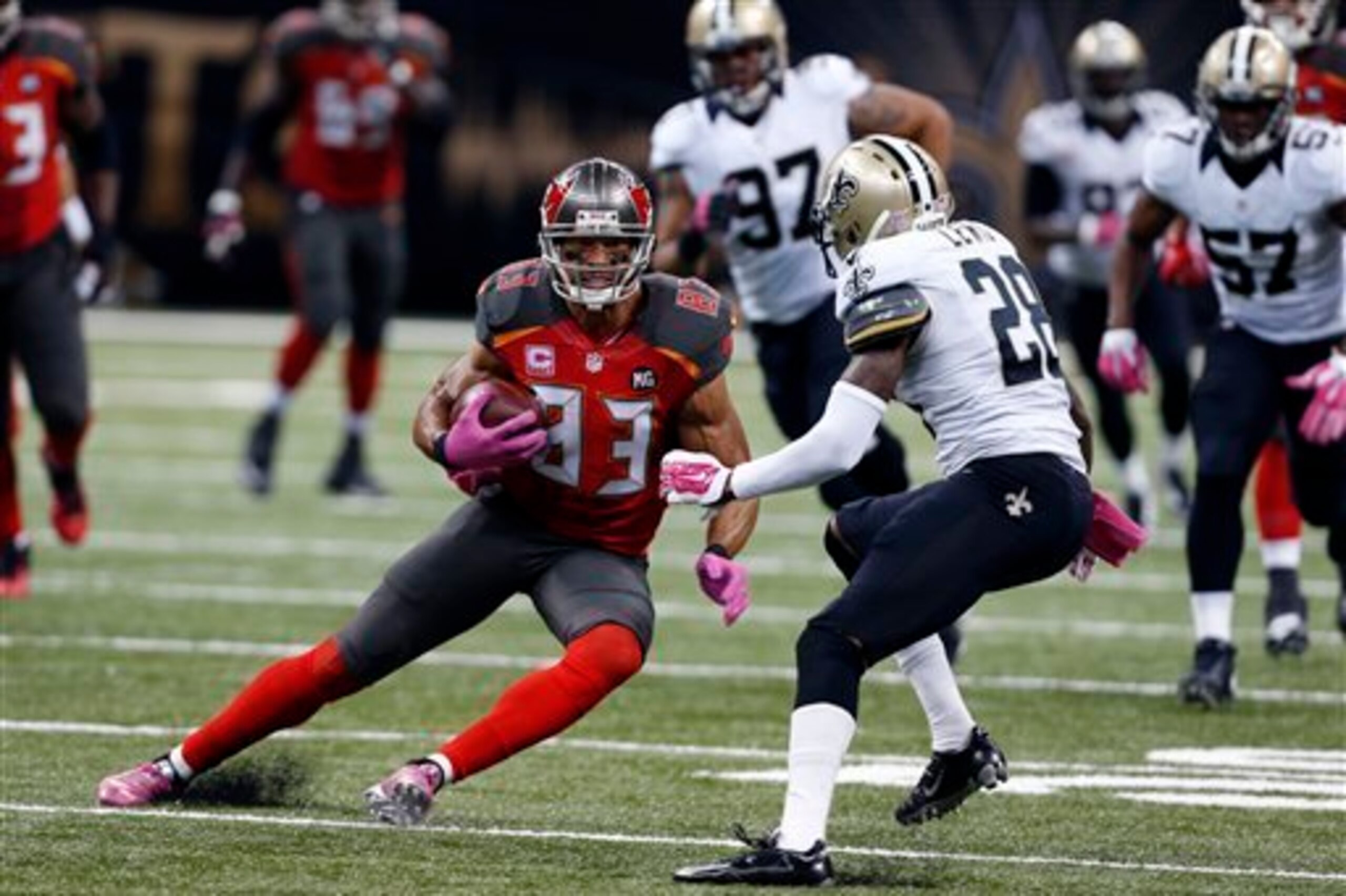 Bucs WR Vincent Jackson was the the leading receiver in New Orleans.