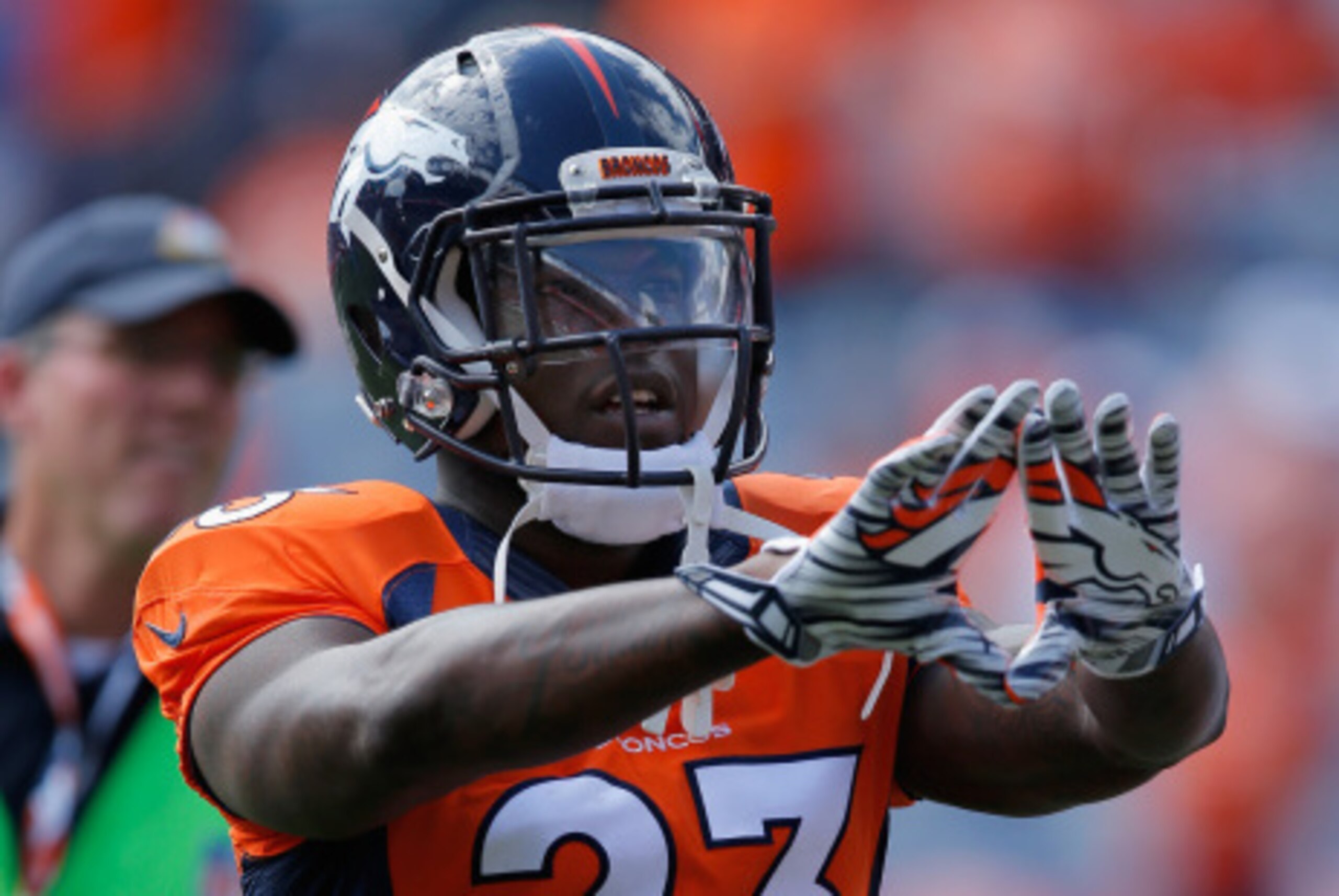 DENVER, CO - SEPTEMBER 14:  Running back Ronnie Hillman #23 of the Denver Broncos warms up prior to facing the Kansas City Chiefs at Sports Authority Field at Mile High on September 14, 2014 in Denver, Colorado. The Broncos defeated the Chiefs 24-17.  (Ph
