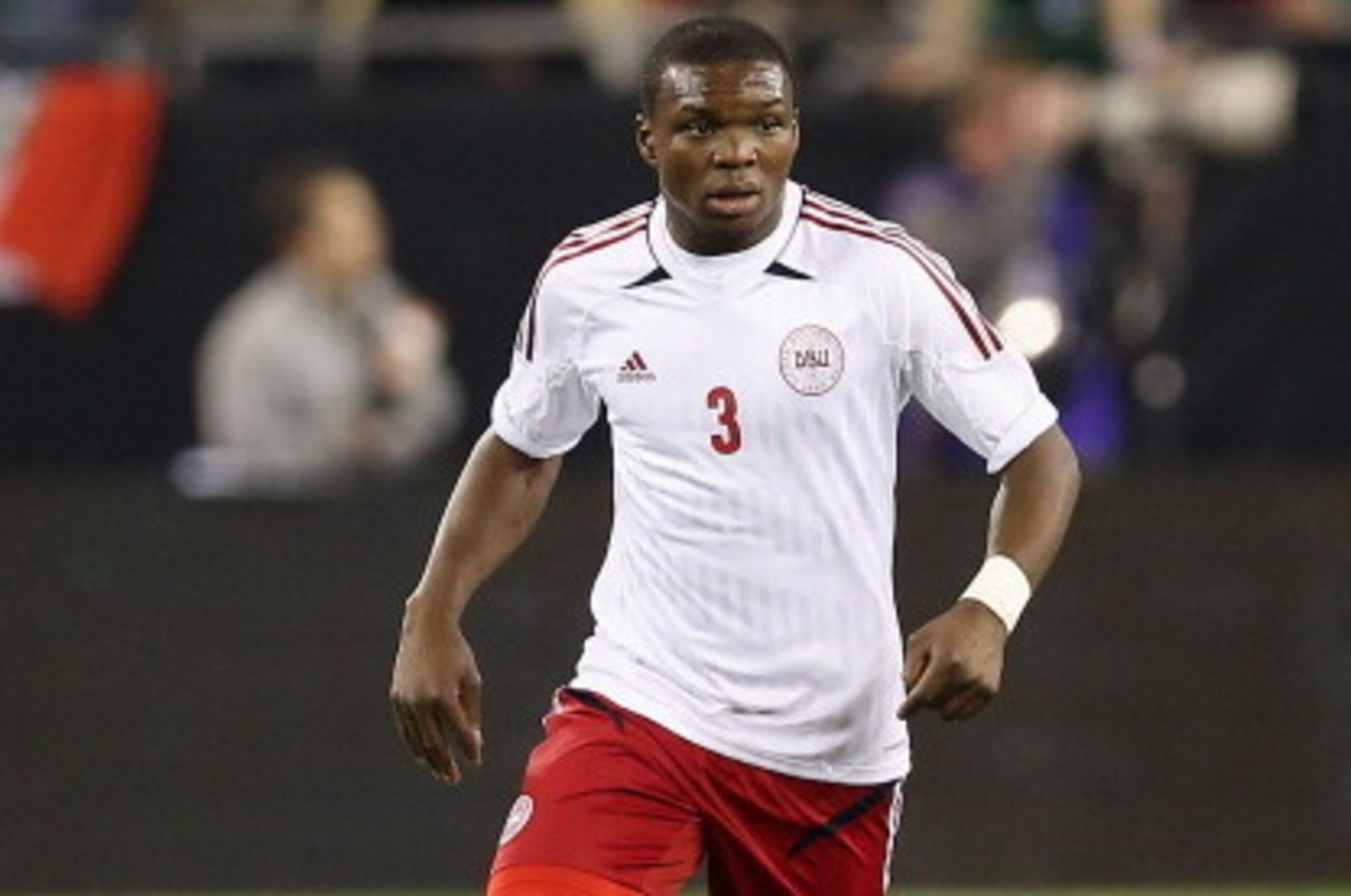 GLENDALE, AZ - JANUARY 30:  Jores Okore #3 of Denmark controls the ball during an international friendly match against Mexico at University of Phoenix Stadium on January 30, 2013 in Glendale, Arizona.  Mexico and Denmark ended in a 1-1 draw.  (Photo by Ch