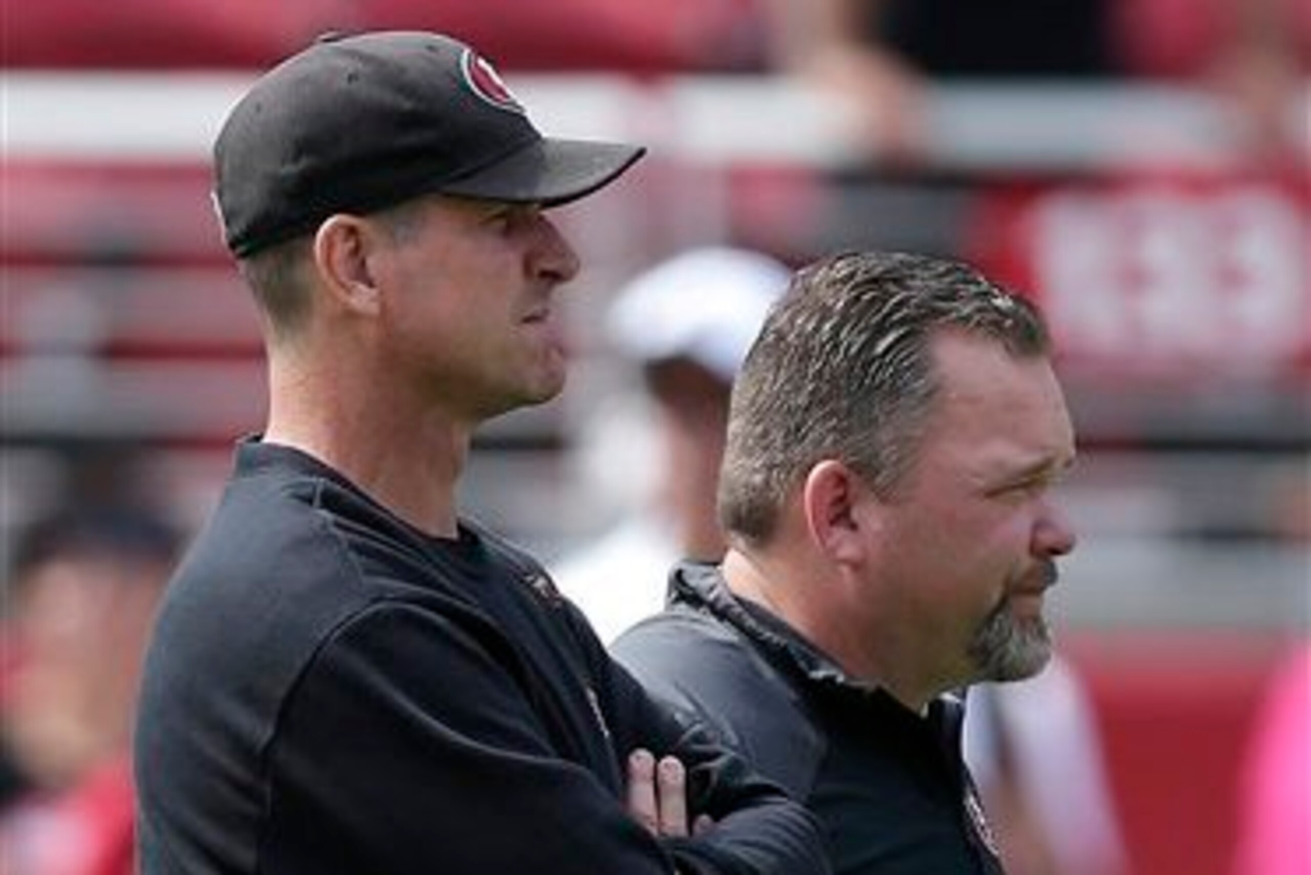 To what extent has play-calling from Jim Harbaugh and Greg Roman thwarted the 49ers' red-zone offense?