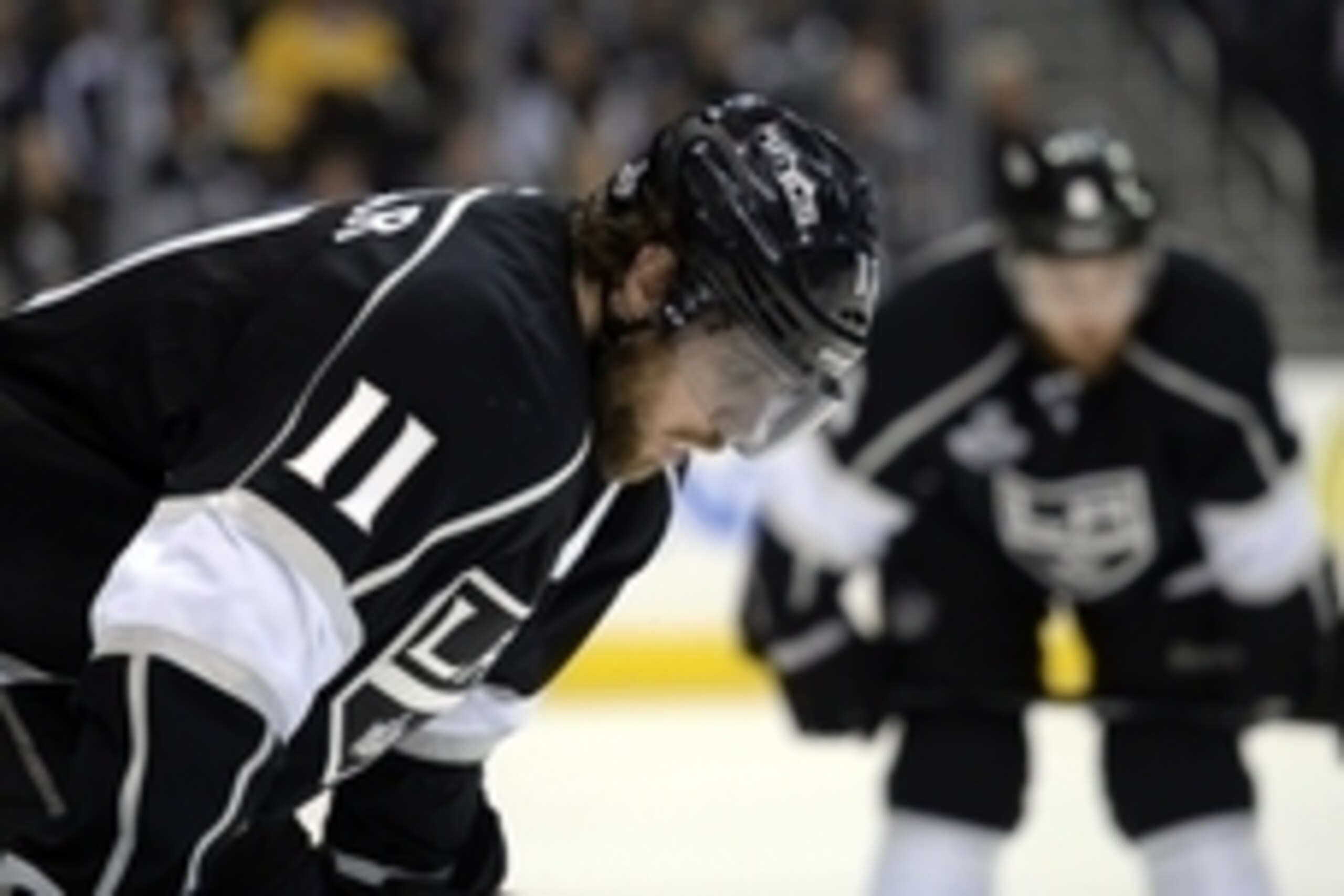 Jun 13, 2014; Los Angeles, CA, USA; Los Angeles Kings center Anze Kopitar (11) waits for a face off against the New York Rangers during the second period in game five of the 2014 Stanley Cup Final at Staples Center. Mandatory Credit: Gary A. Vasquez-USA T Jun 13, 2014; Los Angeles, CA, USA; Los Angeles Kings center Anze Kopitar (11) waits for a face off against the New York Rangers during the second period in game five of the 2014 Stanley Cup Final at Staples Center. Mandatory Credit: Gary A. Vasquez-USA T