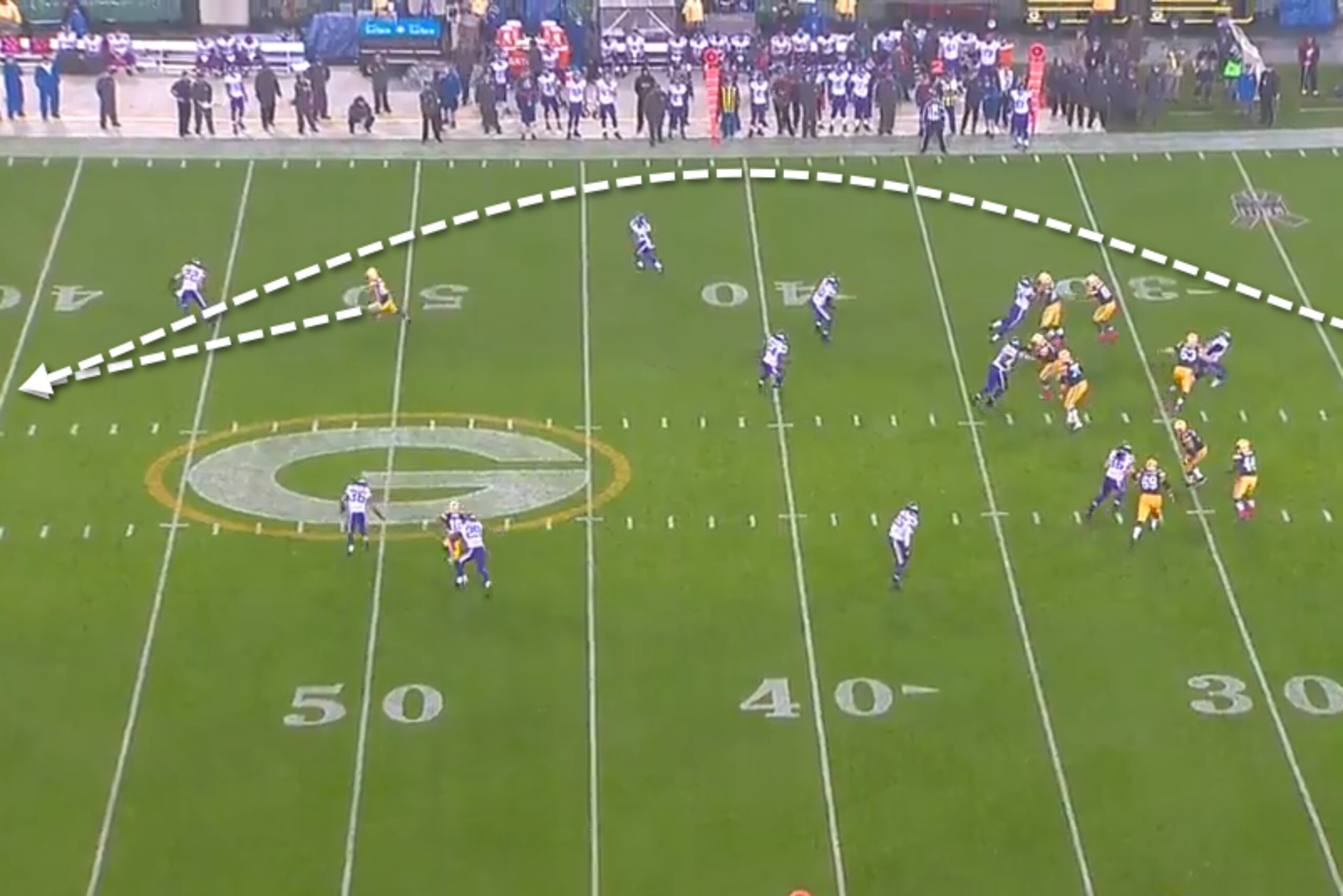 Rodgers cannot be allowed to have time and deliver a strike like this touchdown against the Vikings. Rodgers cannot be allowed to have time and deliver a strike like this touchdown against the Vikings.
