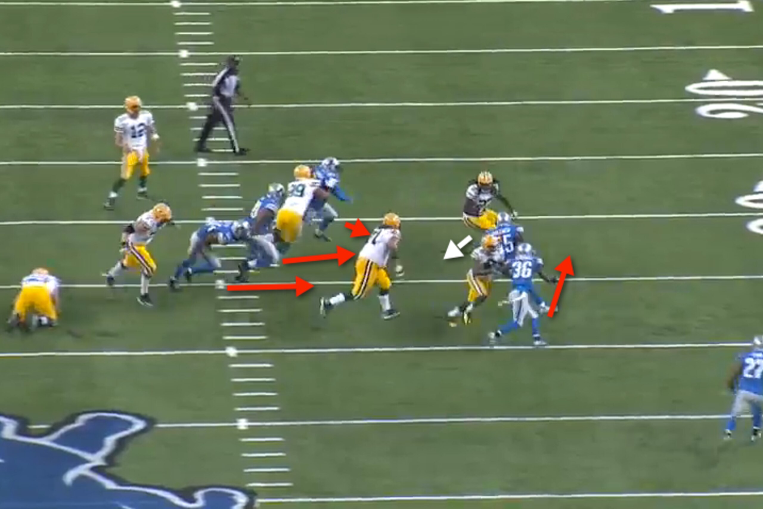 The Lions filled their gap responsibility with great integrity, allowing them to slow down Lacy. The Lions filled their gap responsibility with great integrity, allowing them to slow down Lacy.