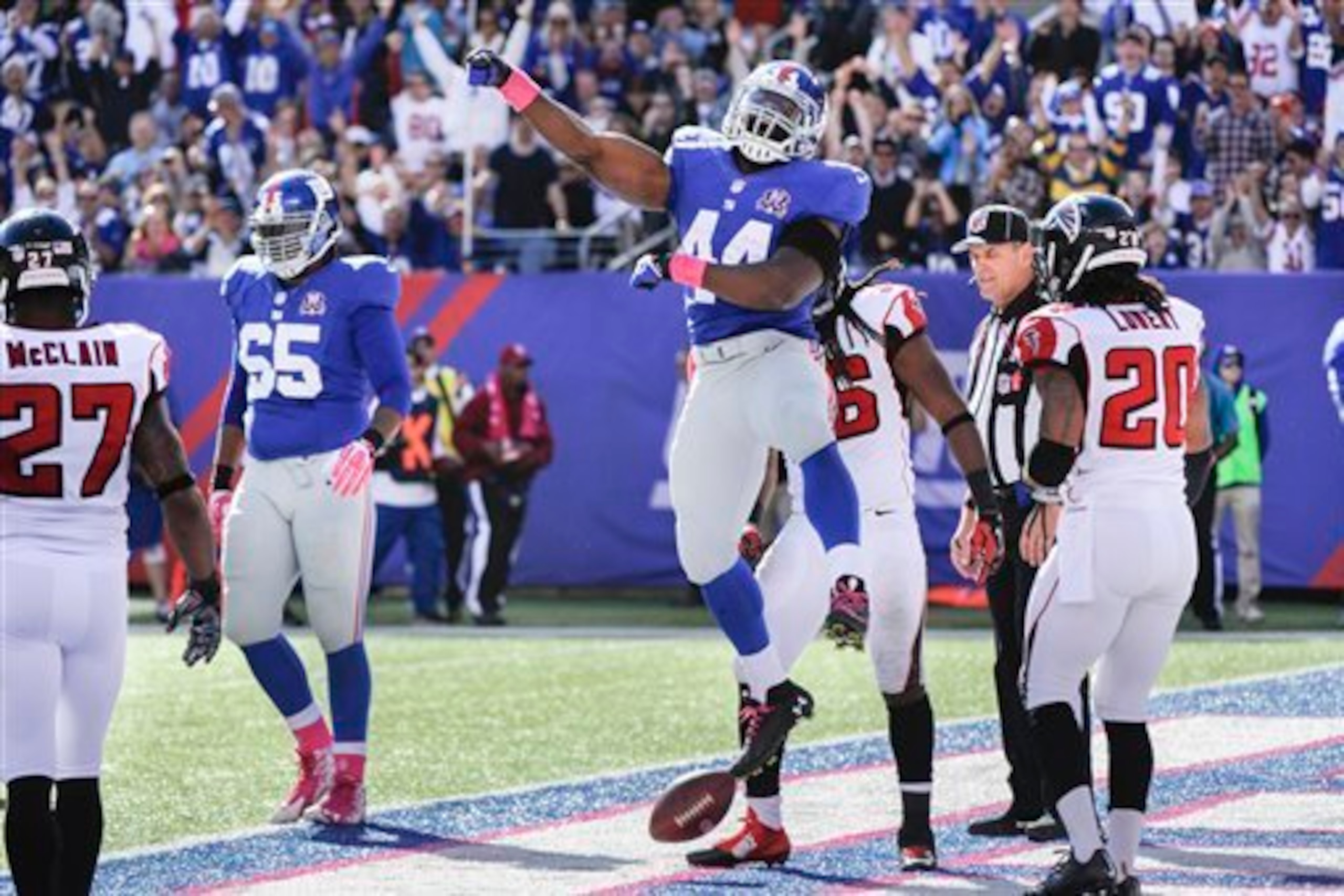 RB Andre Williams celebrates a touchdown run.