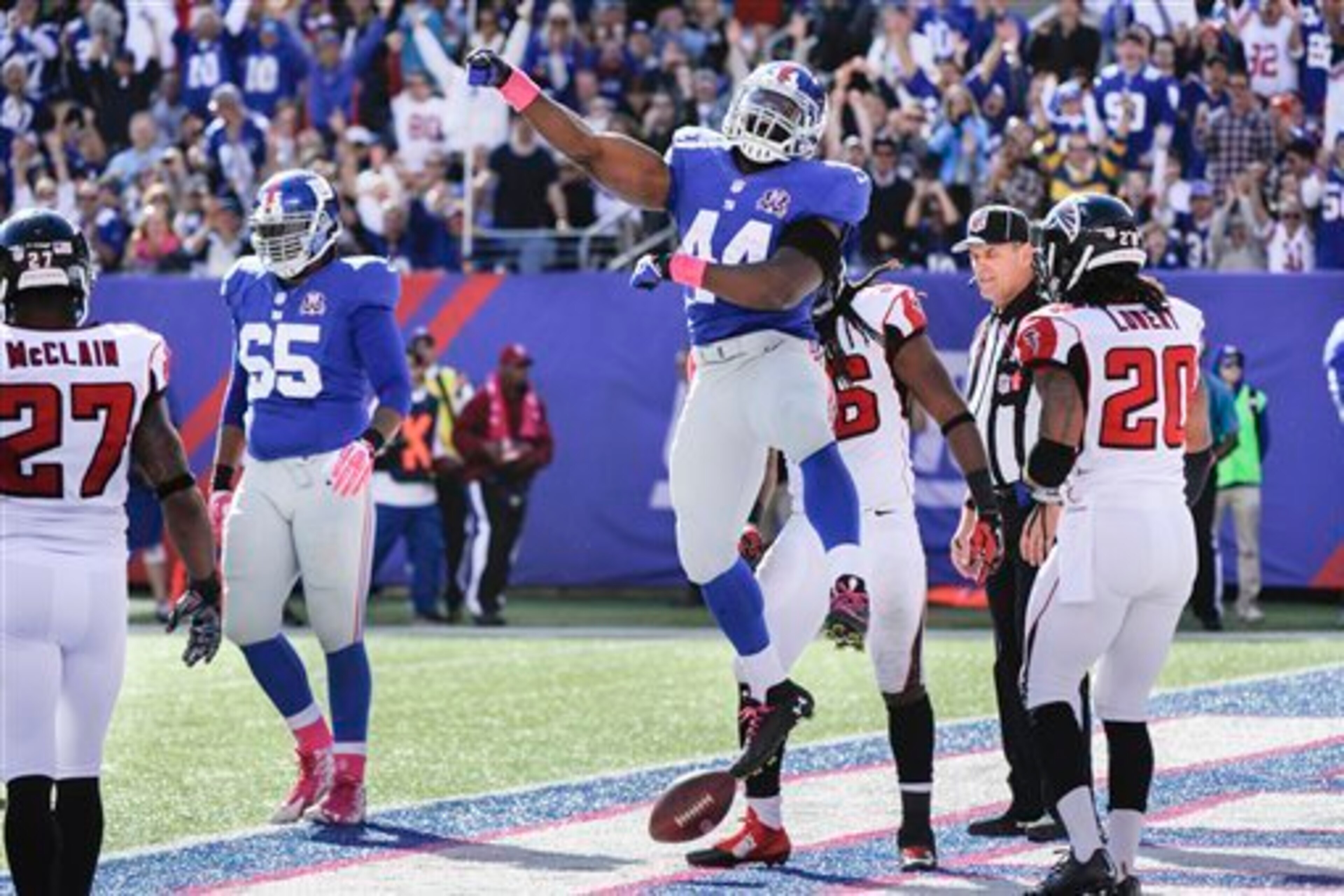 RB Andre Williams celebrates a touchdown run.