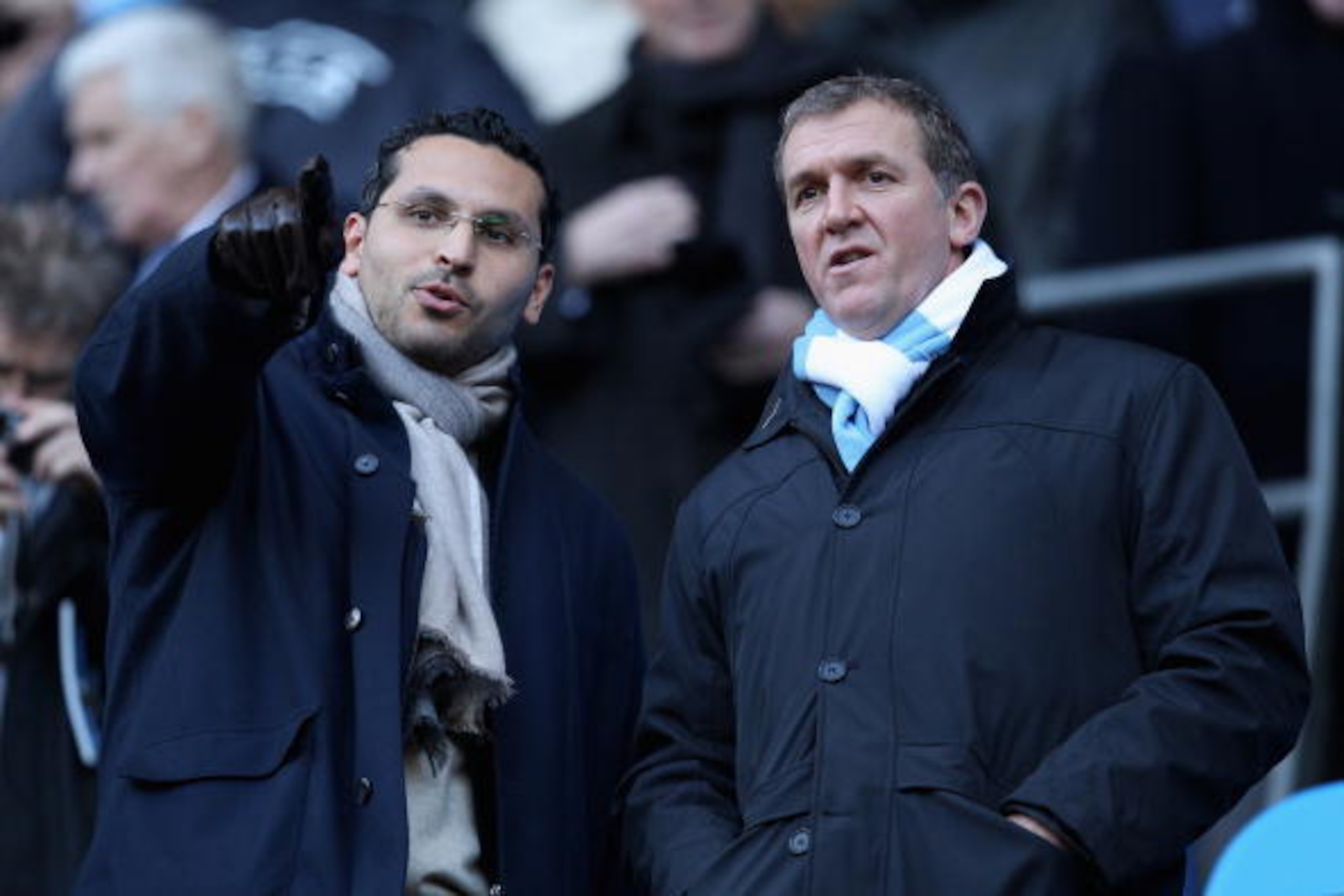 MANCHESTER, ENGLAND - JANUARY 31: Manchester City Chairman Khaldoon al-Mubarak (L) and Chief Executive Garry Cook wait for the game to start prior to the Barclays Premier League match between Manchester City and Portsmouth at the City of Manchester Stadi MANCHESTER, ENGLAND - JANUARY 31: Manchester City Chairman Khaldoon al-Mubarak (L) and Chief Executive Garry Cook wait for the game to start prior to the Barclays Premier League match between Manchester City and Portsmouth at the City of Manchester Stadi