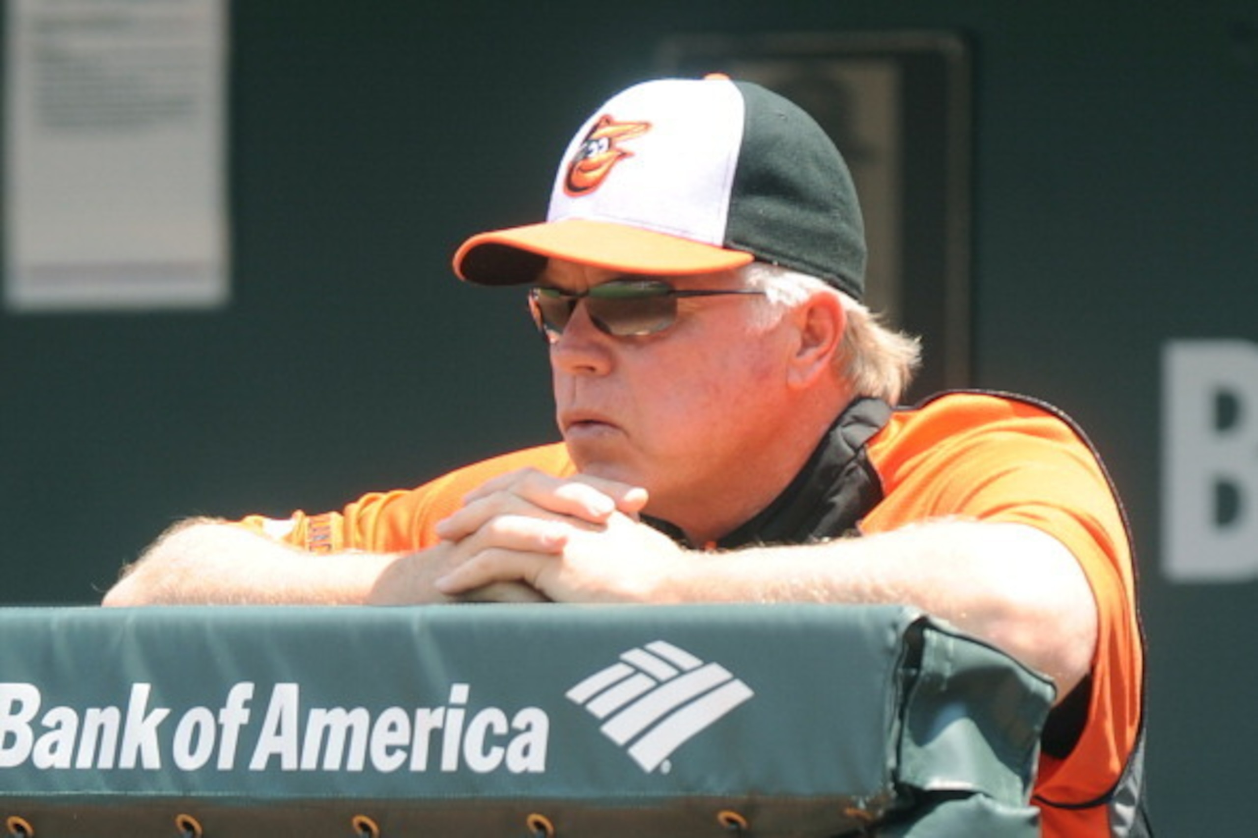 BALTIMORE, MD - JUNE 27:  Manager Buck Showalter #26 of the Baltimore Orioles looks on during a game one of a doubleheader against the Tampa Bay Rays on June 27, 2014 at Oriole Park at Camden Yards in Baltimore, Maryland.  (Photo by Mitchell Layton/Getty 