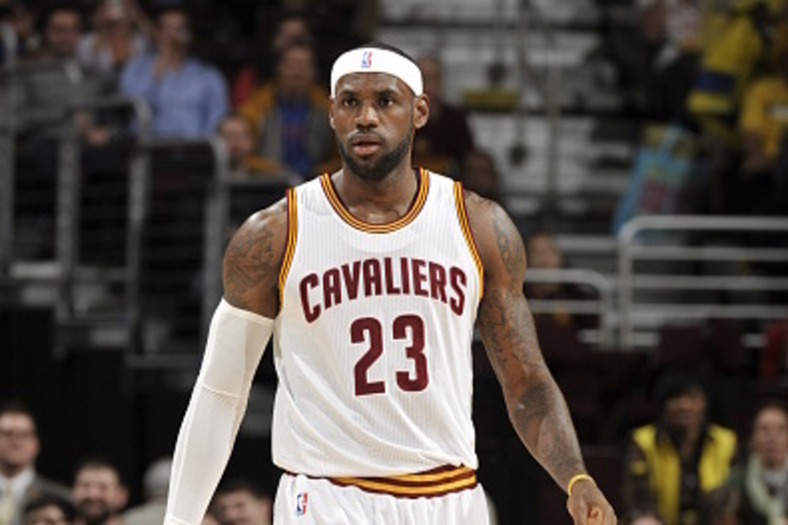 CLEVELAND, OH - OCTOBER 5:  LeBron James #23 of the Cleveland Cavaliers during the game against Maccabi Tel Aviv at The Quicken Loans Arena on October 16, 2014 in Cleveland, Ohio. NOTE TO USER: User expressly acknowledges and agrees that, by downloading a
