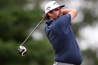 COLUMBUS, OH - SEPTEMBER 11: Andres Gonzales watches his tee shot on the 14th hole during the first round of the Web.com Tour Nationwide Children's Hospital Championship at The Ohio State University Golf Club on September 11, 2014 in Columbus, Ohio.  (Pho